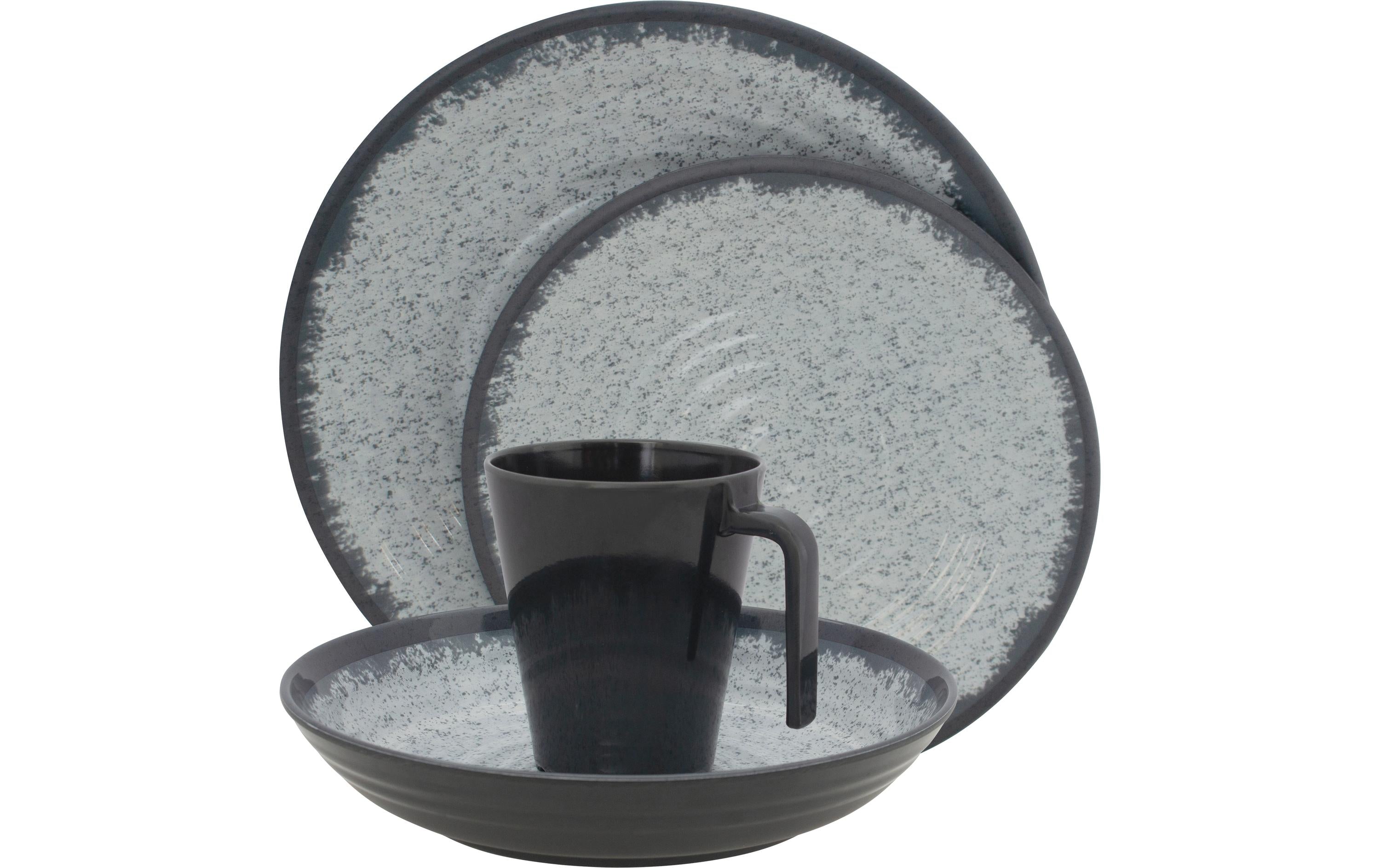 Geschirrset Rock Melamine 16-teilig anthrazit