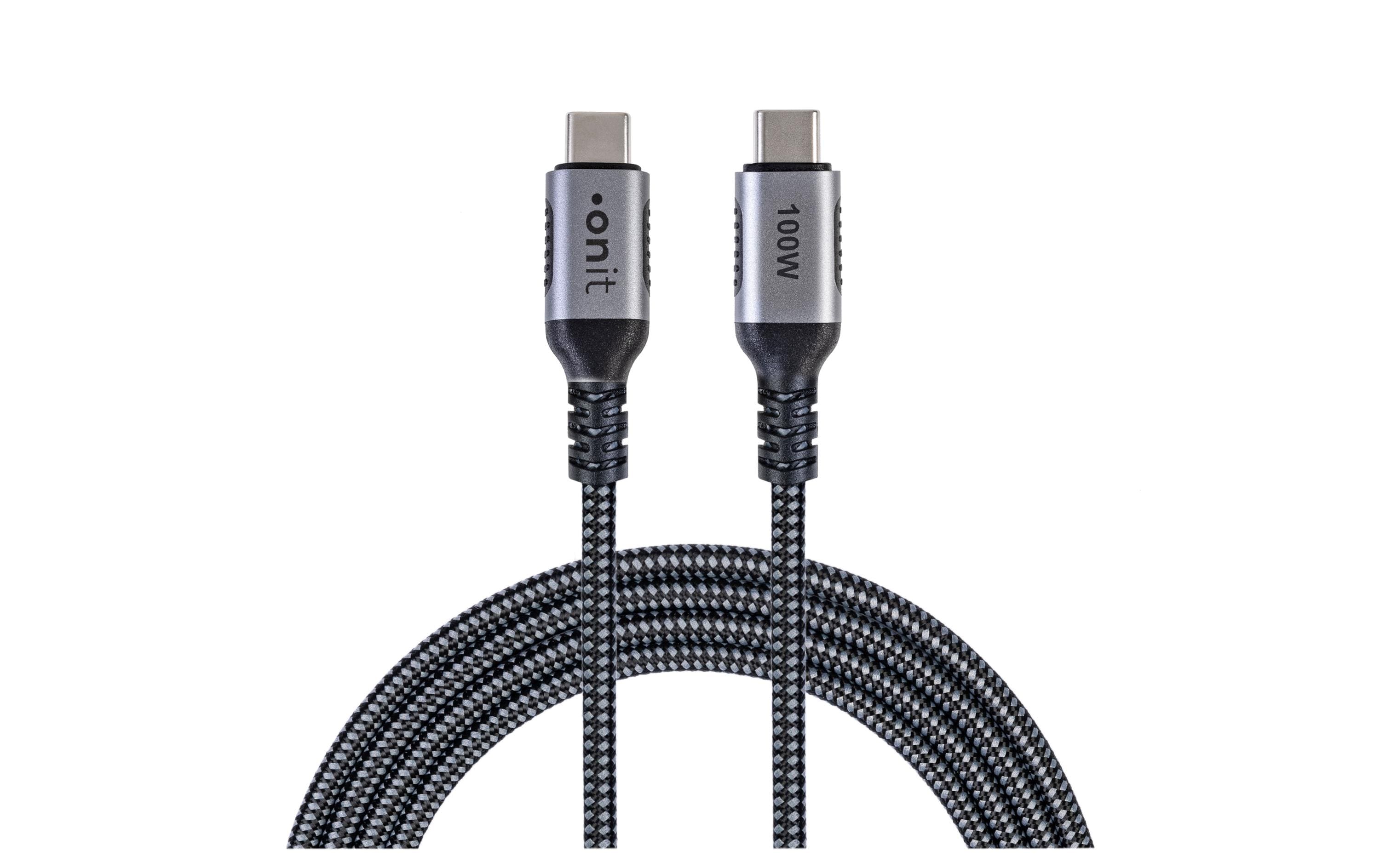 onit USB-Kabel pro C-C schwarz/grau 1m USB 3.2Gen2 / 100W / 10Gbps / 4k@60Hz