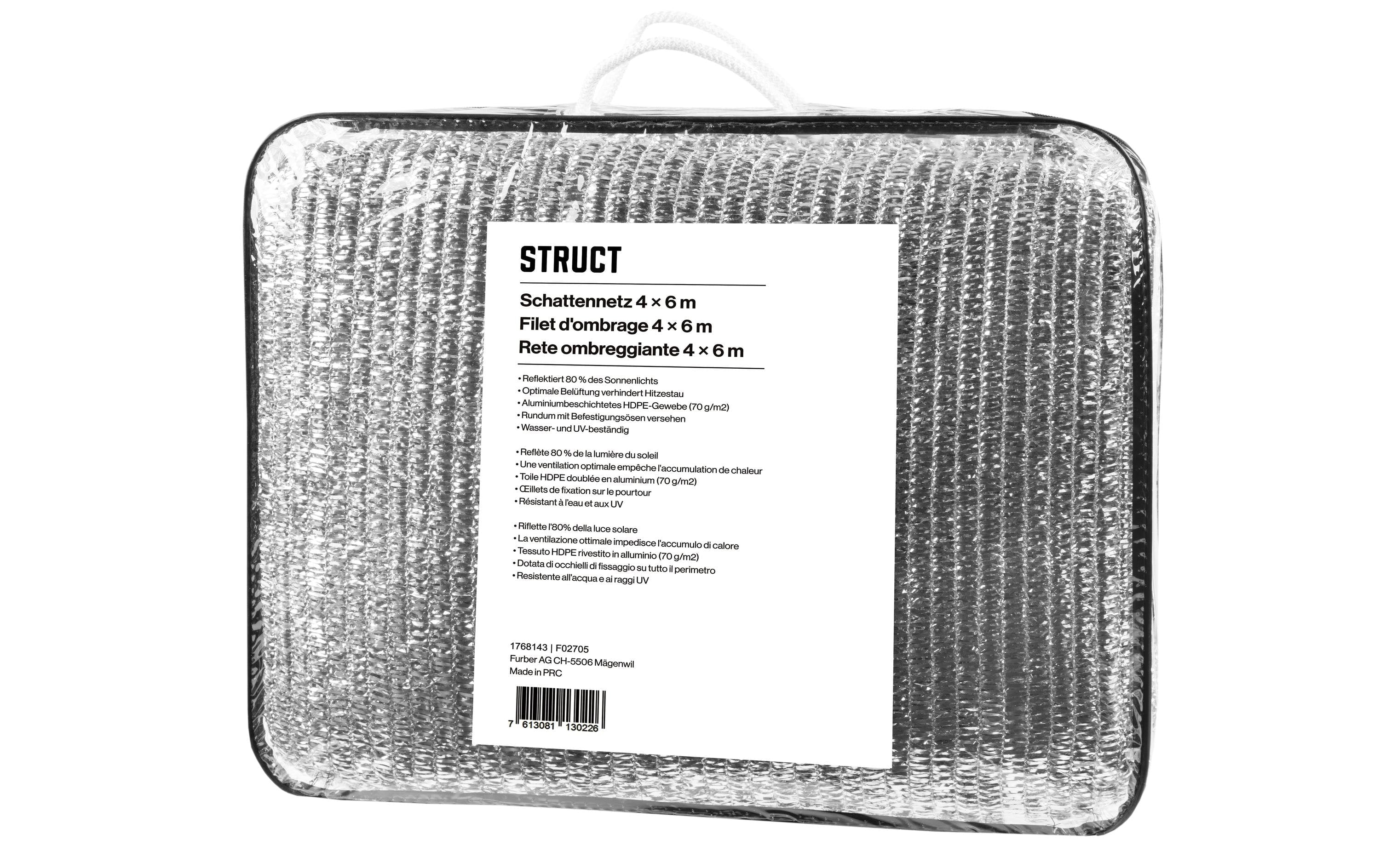 STRUCT Aluminium Schattennetz 4x6 m, 80% Schattierung
