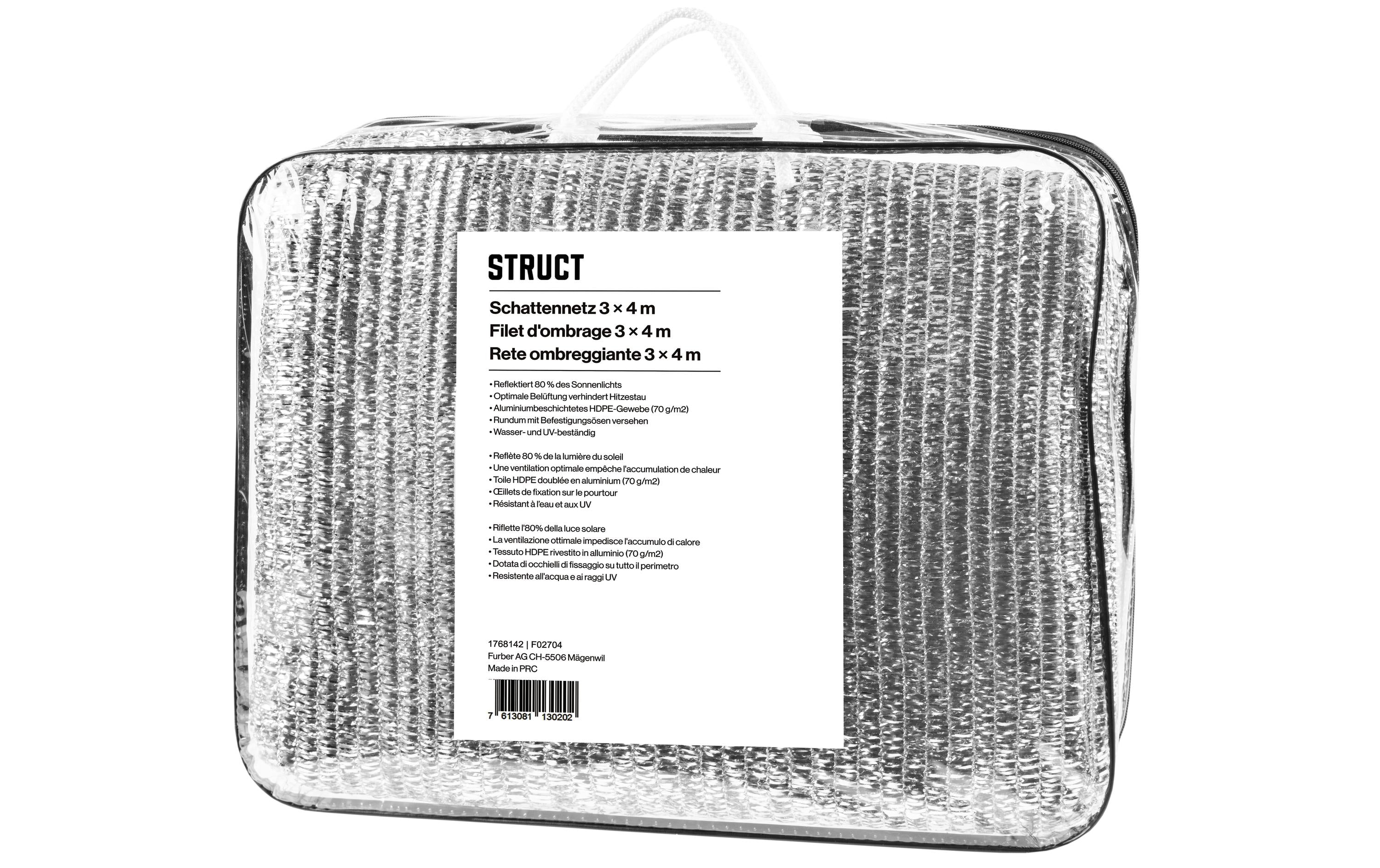 STRUCT Aluminium Schattennetz F02704 3x4 m, 80% Schattierung
