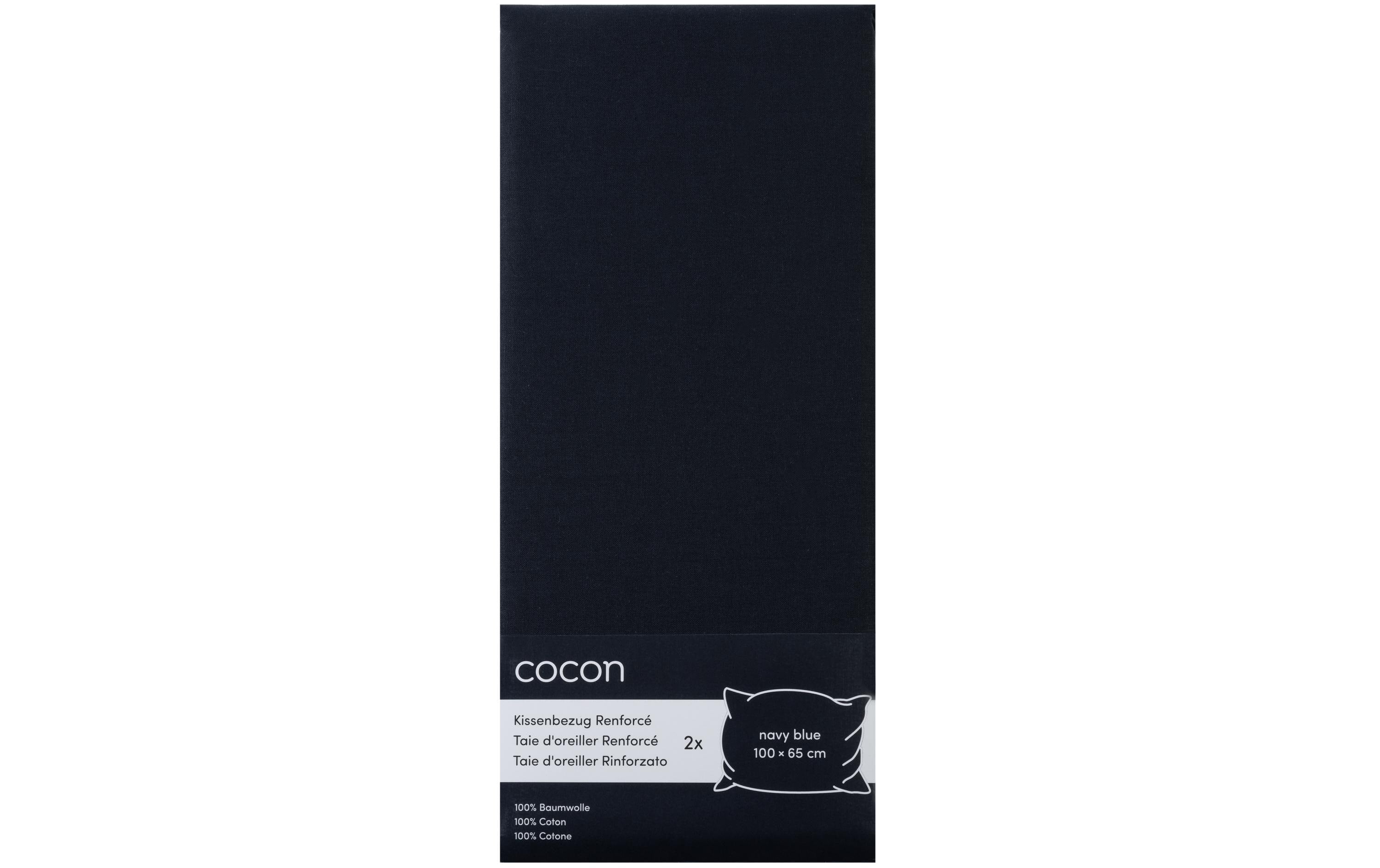 COCON Kissenbezug Renforcé 2 Stk., 100x65 cm, dunkelblau