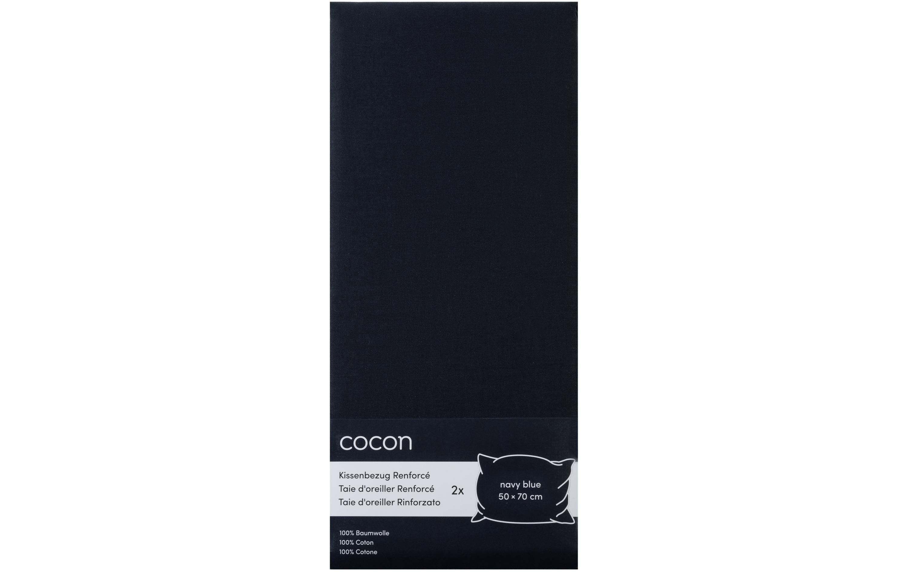 COCON Kissenbezug Renforcé 2 Stk., 50x70 cm, dunkelblau