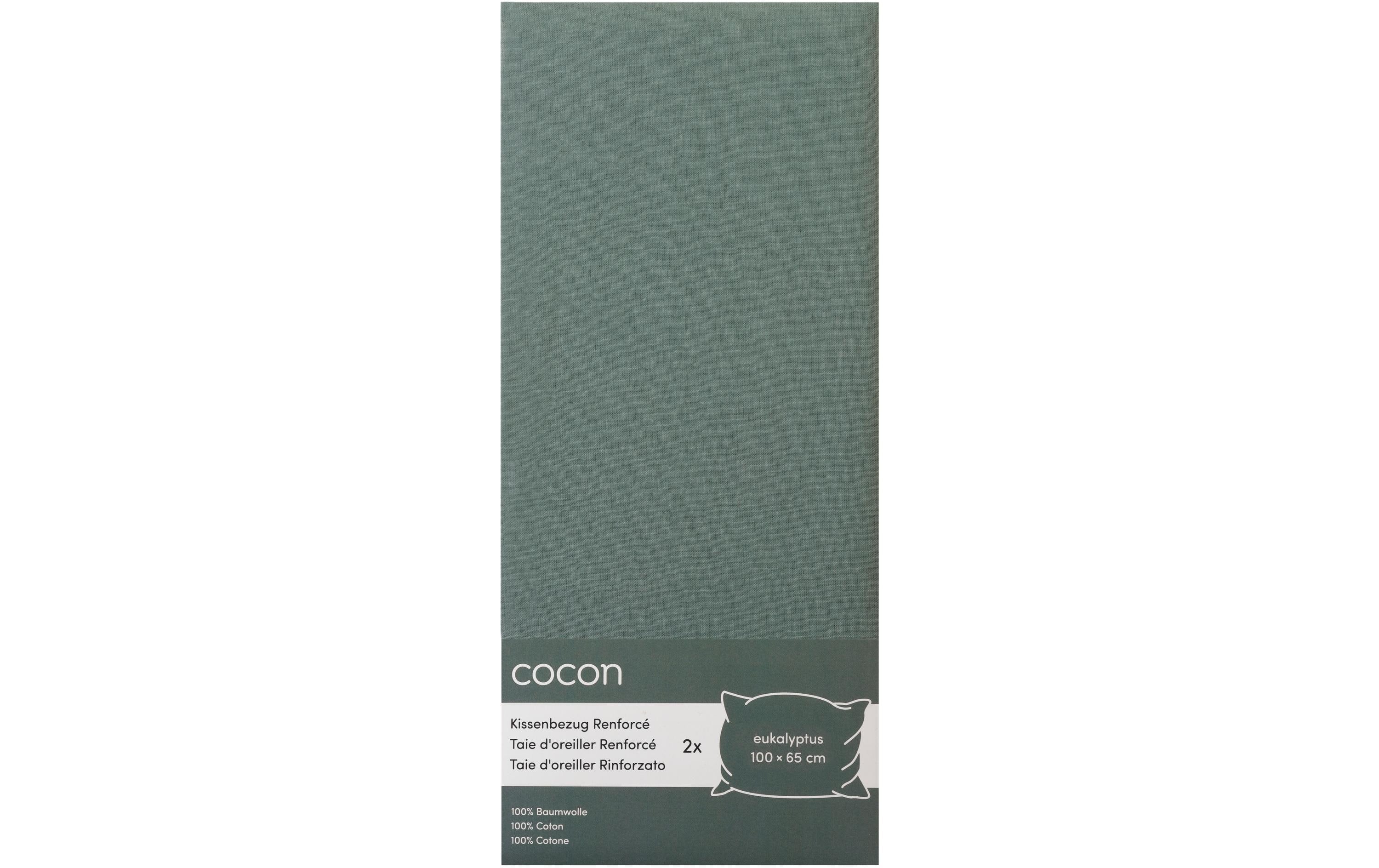 COCON Kissenbezug Renforcé 2 Stk., 100x65 cm, eukalyptus