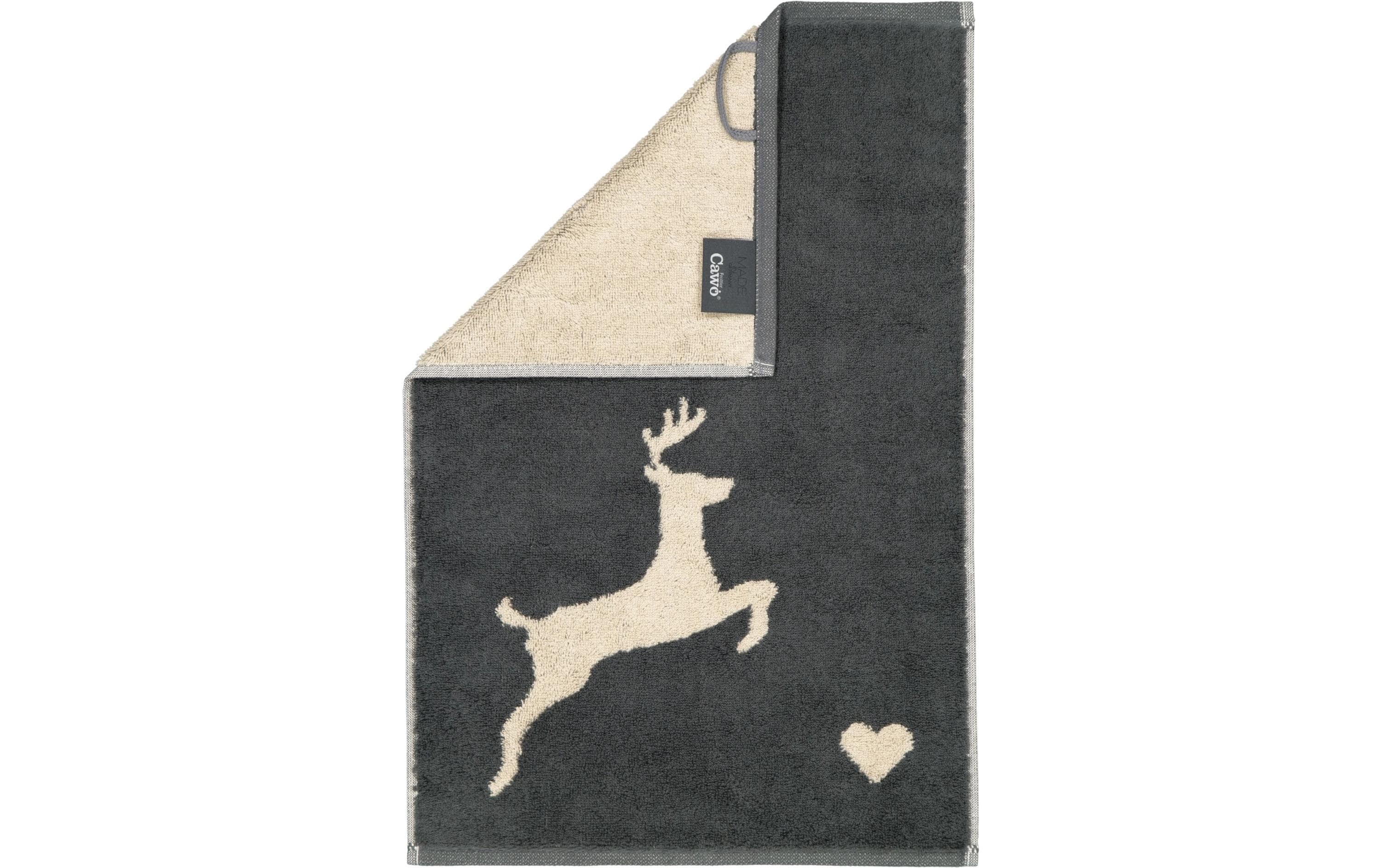Cawö Gästetuch Hirsch 30x50cm Grau Alpenchic Edition