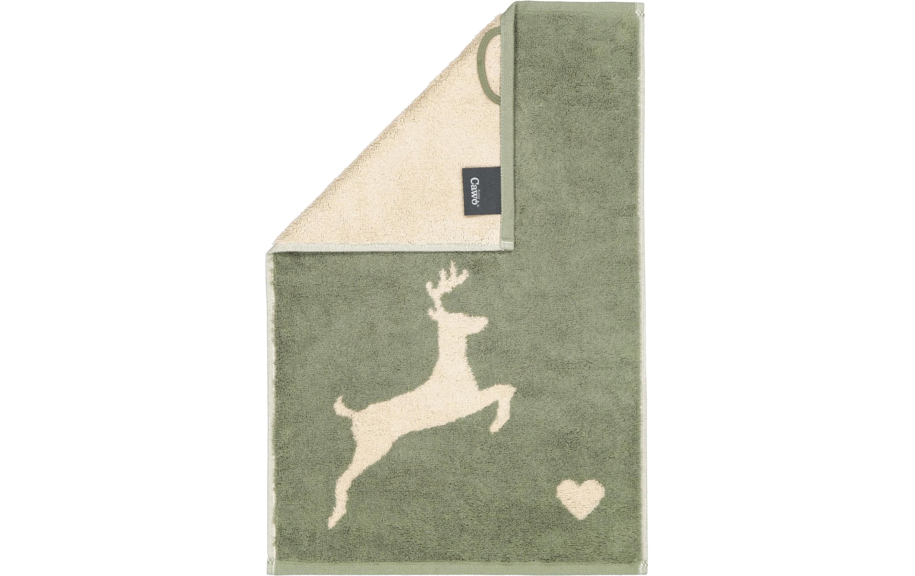 Cawö Gästetuch Hirsch 30x50cm Grün Alpenchic Edition