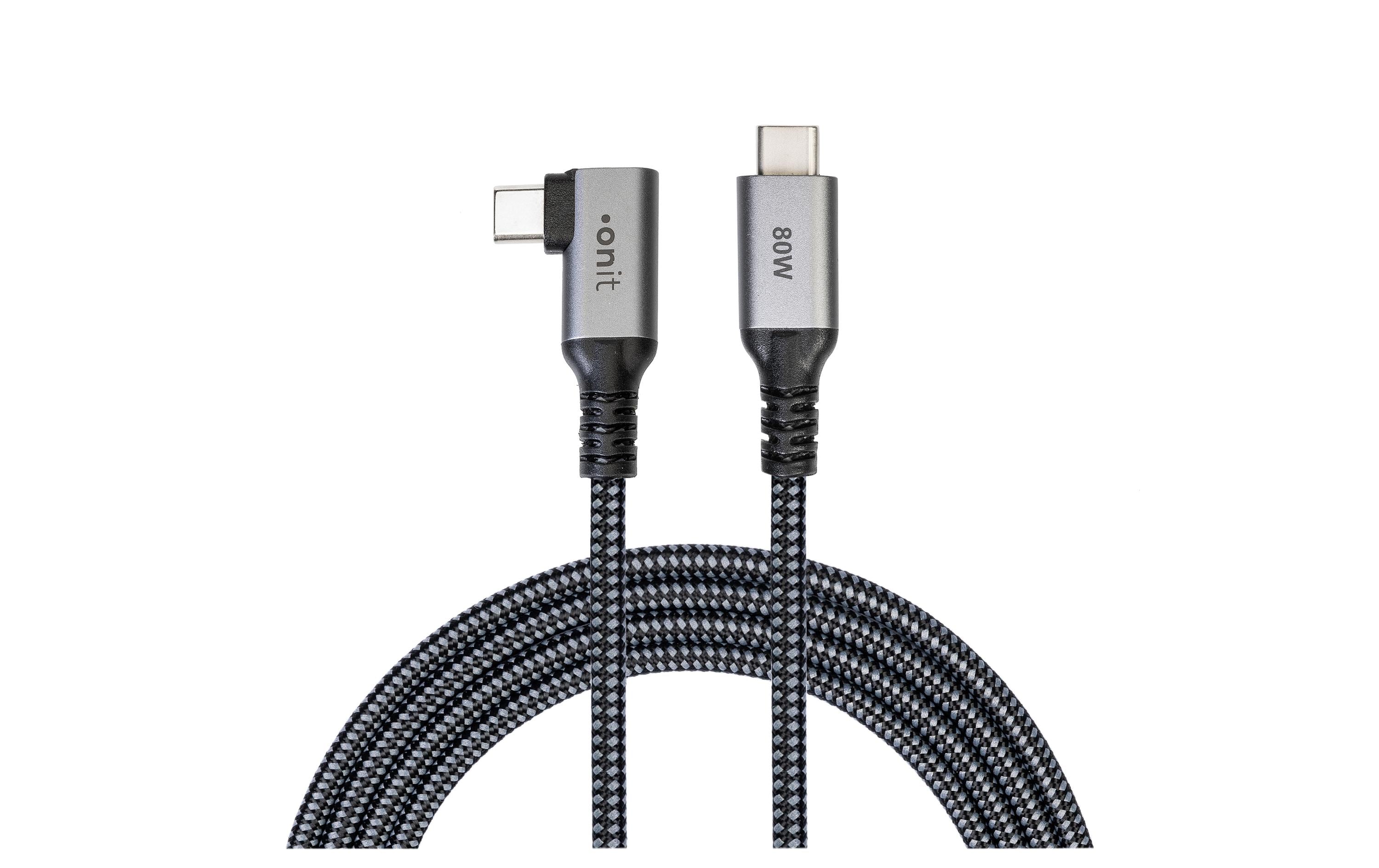 onit Pro Winkel USB4-Kabel C-C schw/gr 3m USB 4.0 / 80W / 20Gbps / 4K@60Hz