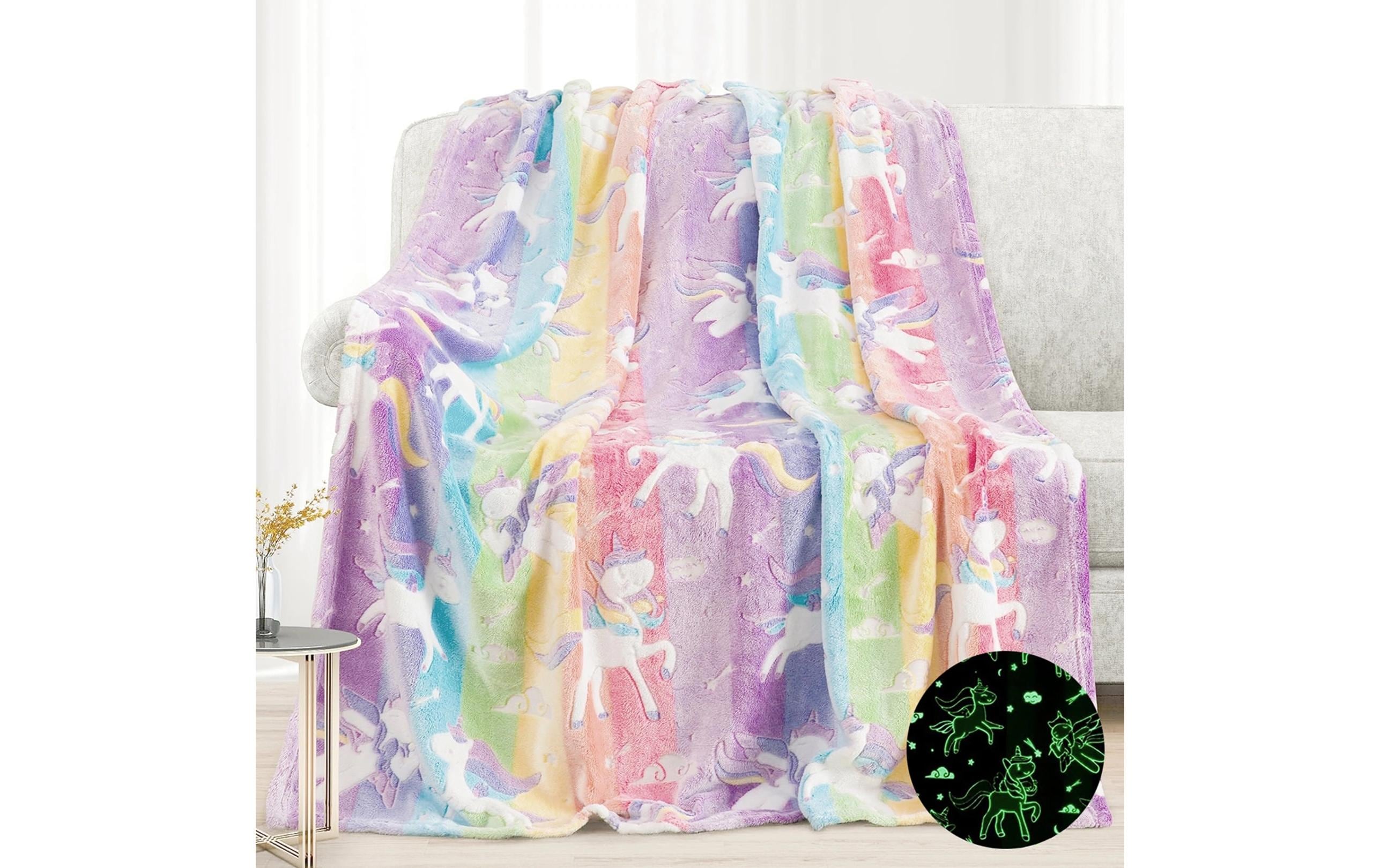 Flair Kuscheldecke 150x200 Unicorn 100% Polyester, im Dunkeln läuchtend
