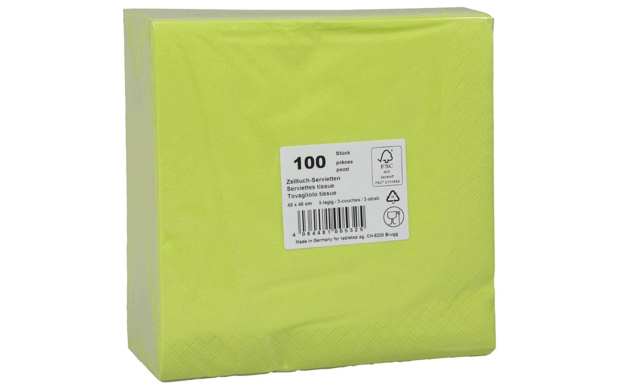 ELCO, Papierservietten 40 cm x 40 cm, 100 S 3 lagig, Zelltuch, Limette