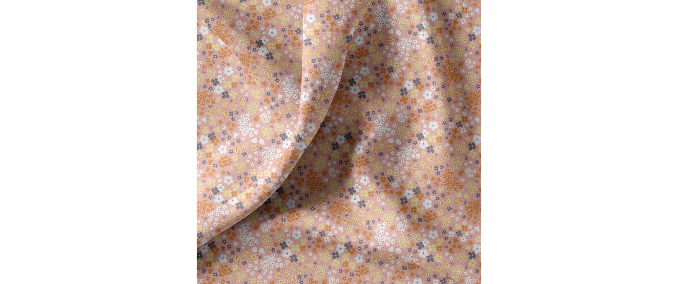 Stoff Doaby rosa / camel 100 x 150 cm, 100 % CO