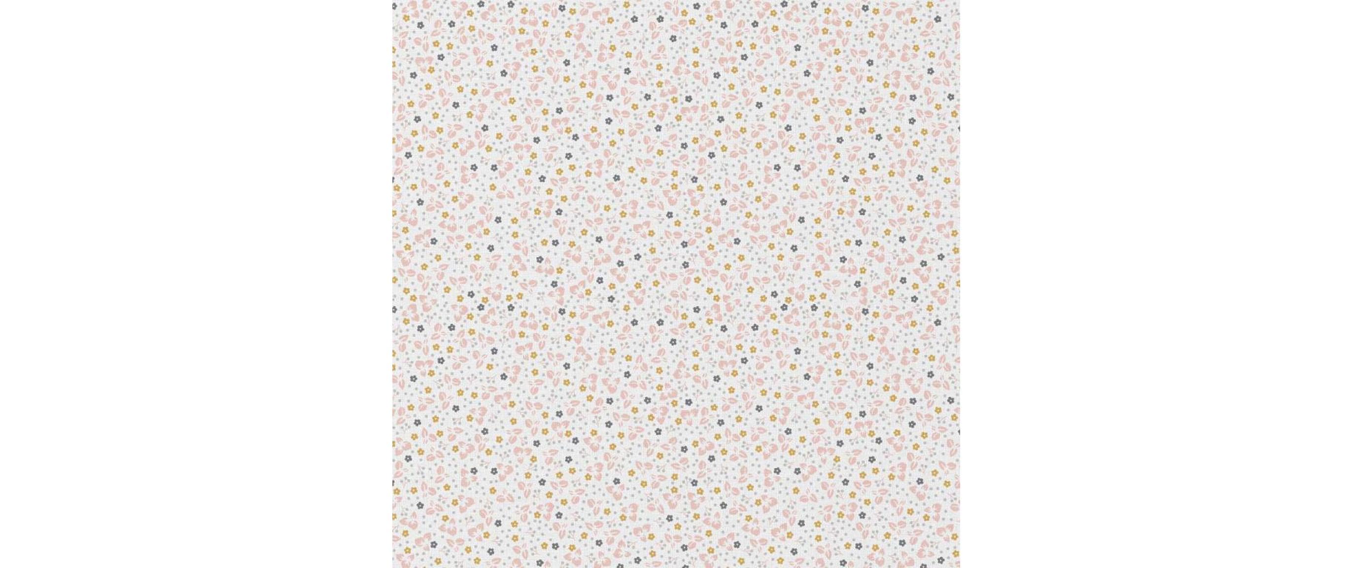 Stoff Kamill weiss / rosa 100 x 150 cm, 100 % CO