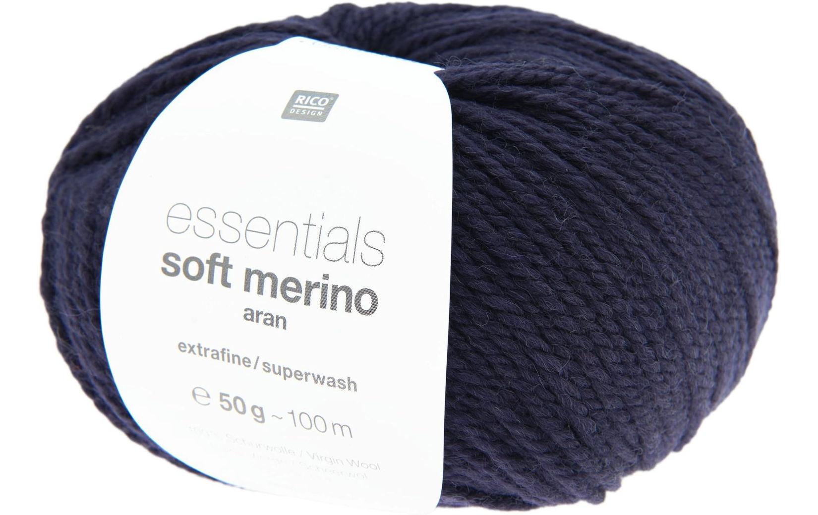 Rico Essentials Soft Merino Aran nachtblau, 50 g, 100 m, 100 % WV