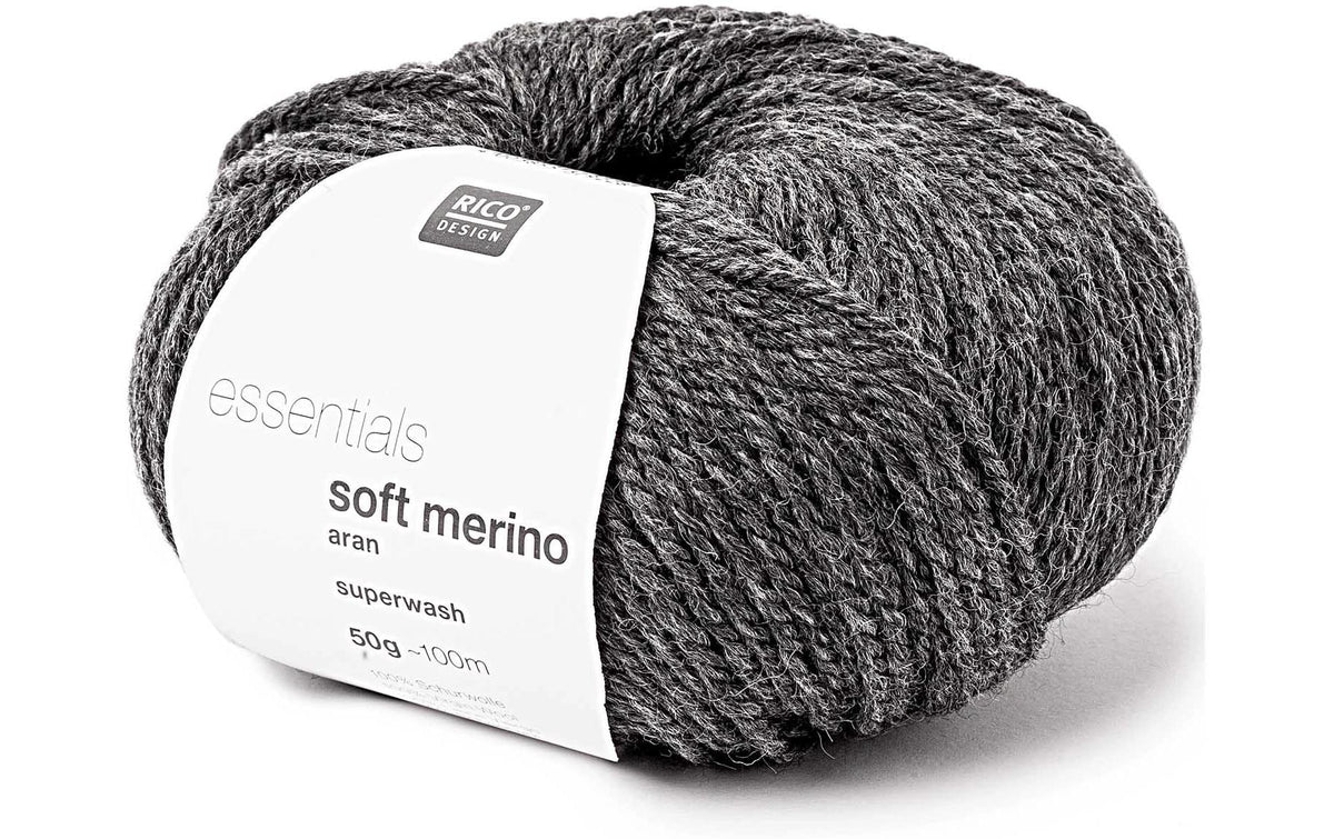 Rico Essentials Soft Merino Aran grau-melange, 50 g, 100 m, 100 % WV
