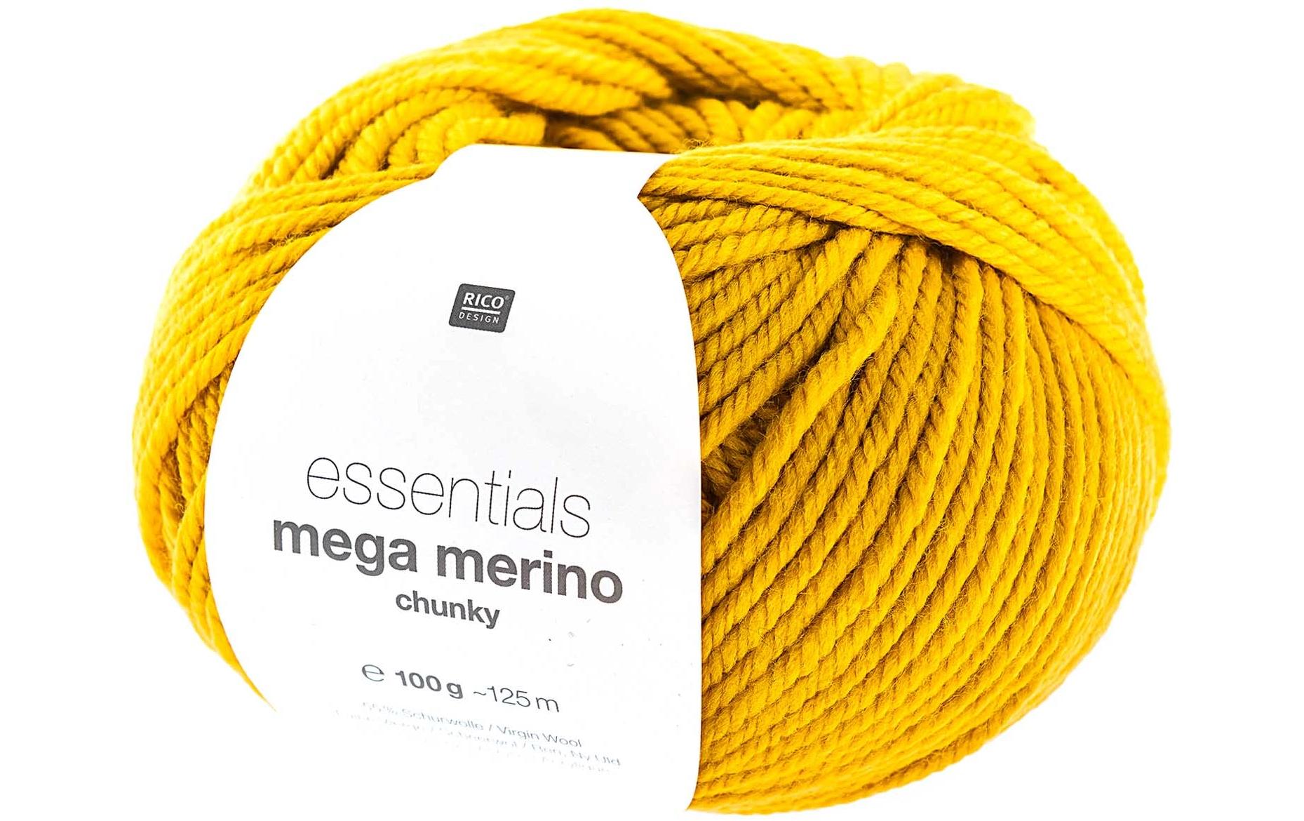 Rico Essentials Mega Wool chunky senf 100 g, 125 m, 55 % WV, 45 % PAN