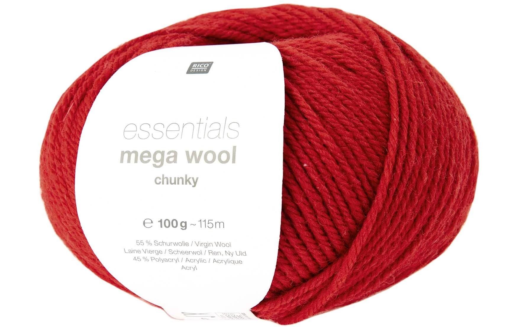 Rico Essentials Mega Wool chunky rot 100 g, 125 m, 55 % WV, 45 % PAN
