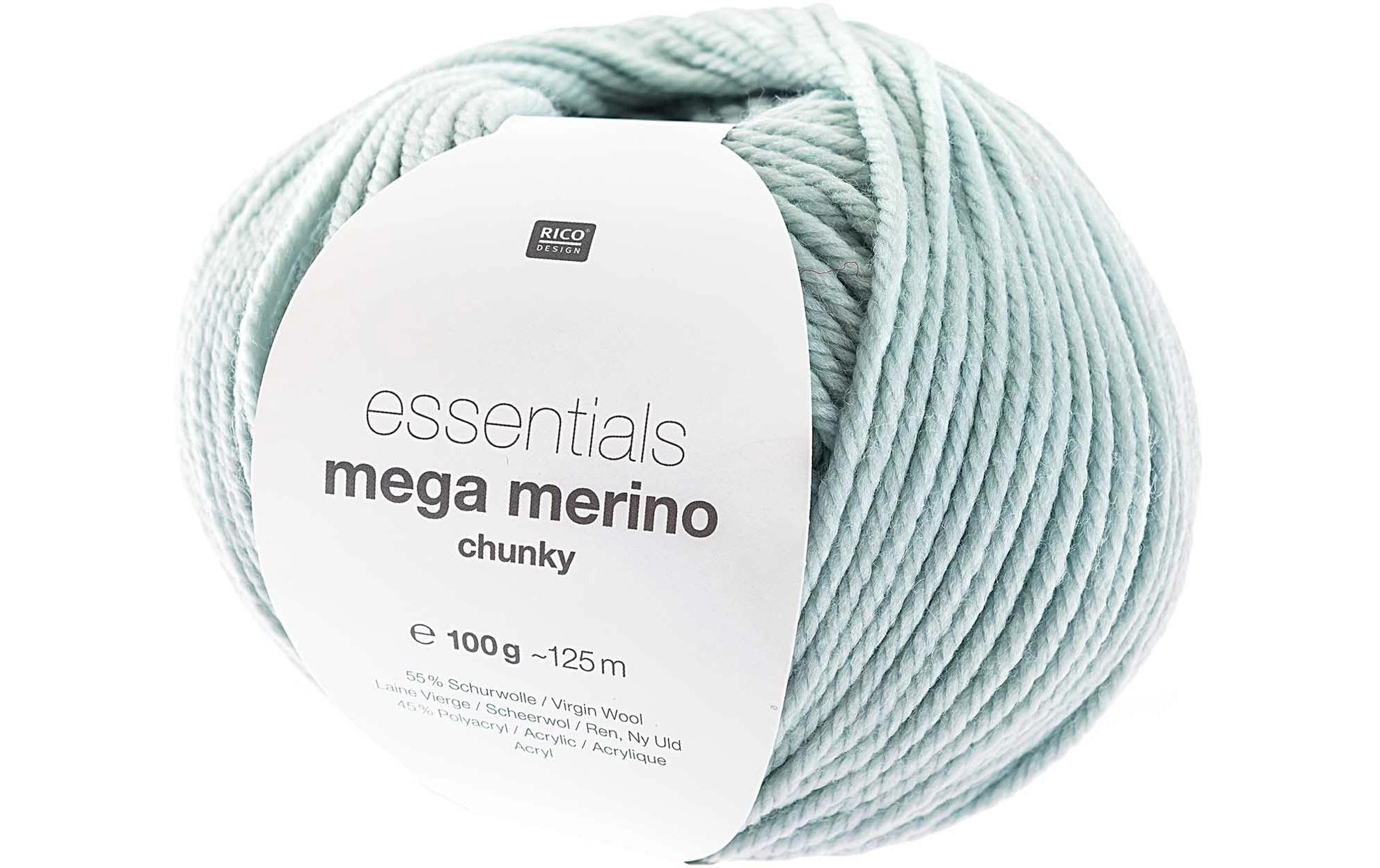 Rico Essentials Mega Wool chunky mint 100 g, 125 m, 55 % WV, 45 % PAN