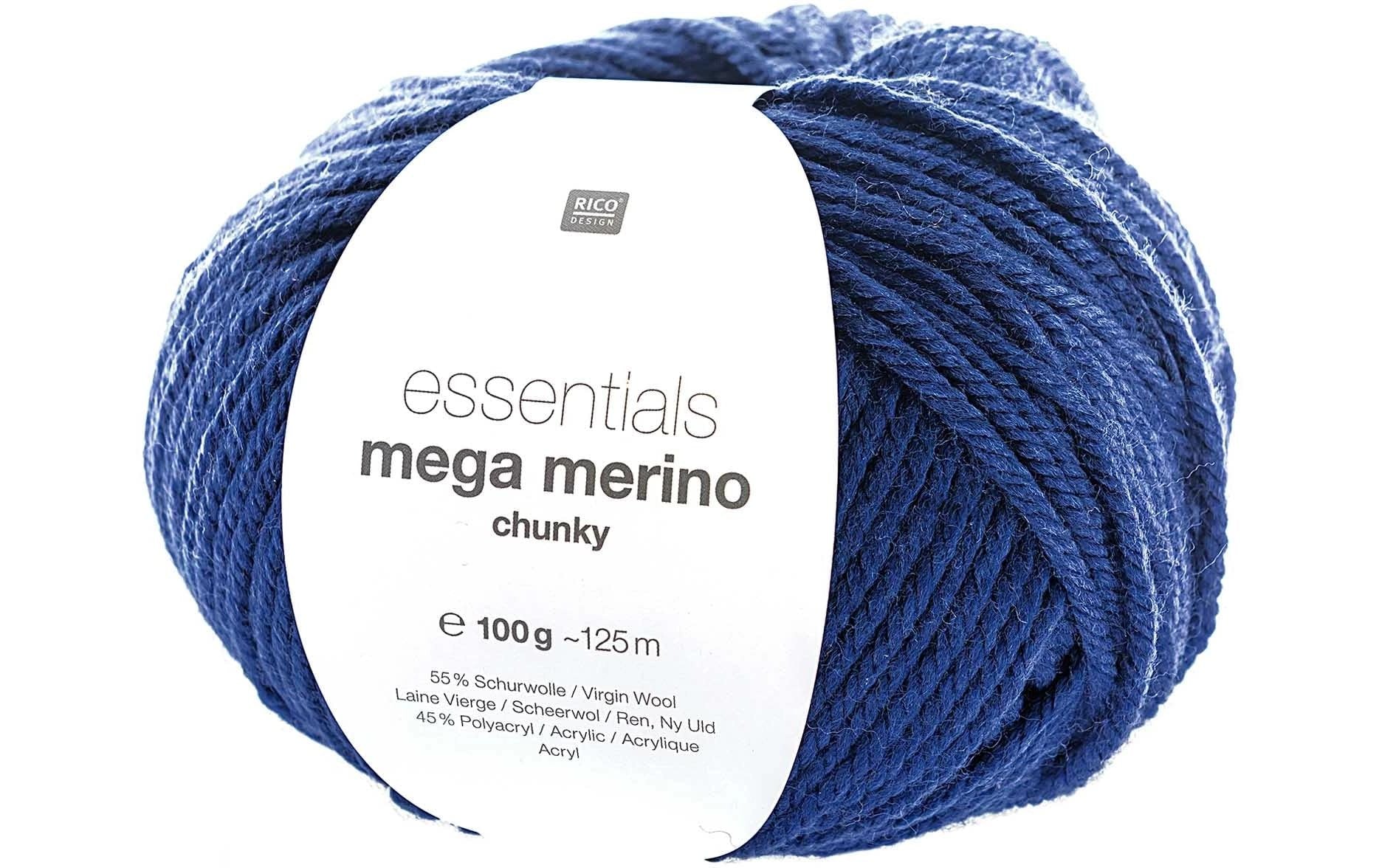 Rico Essentials Mega Wool chunky blau 100 g, 125 m, 55 % WV, 45 % PAN