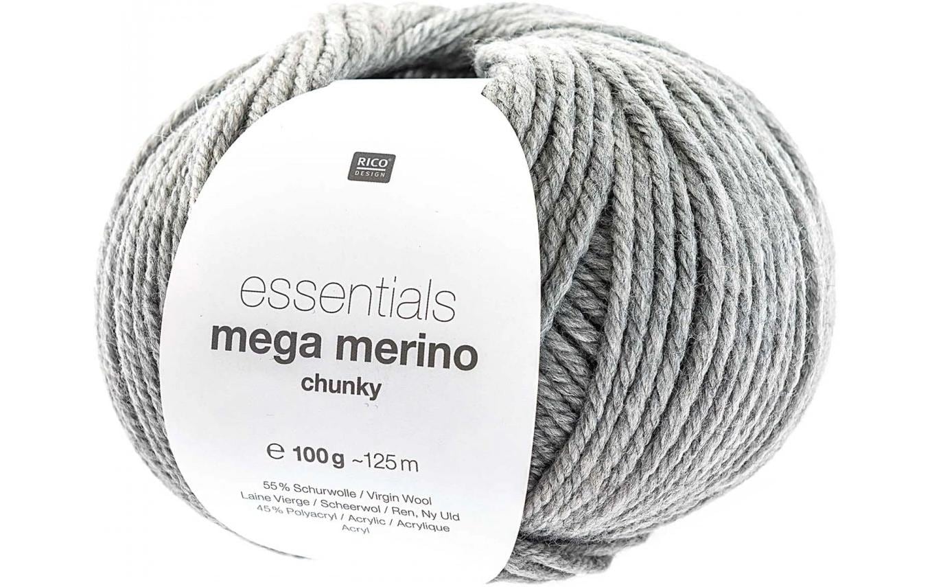 Rico Essentials Mega Wool chunky hellgrau 100 g, 125 m, 55 % WV, 45 % PAN
