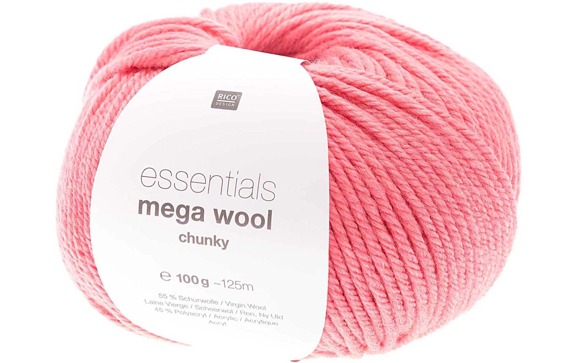 Rico Essentials Mega Wool chunky pink 100 g, 125 m, 55 % WV, 45 % PAN