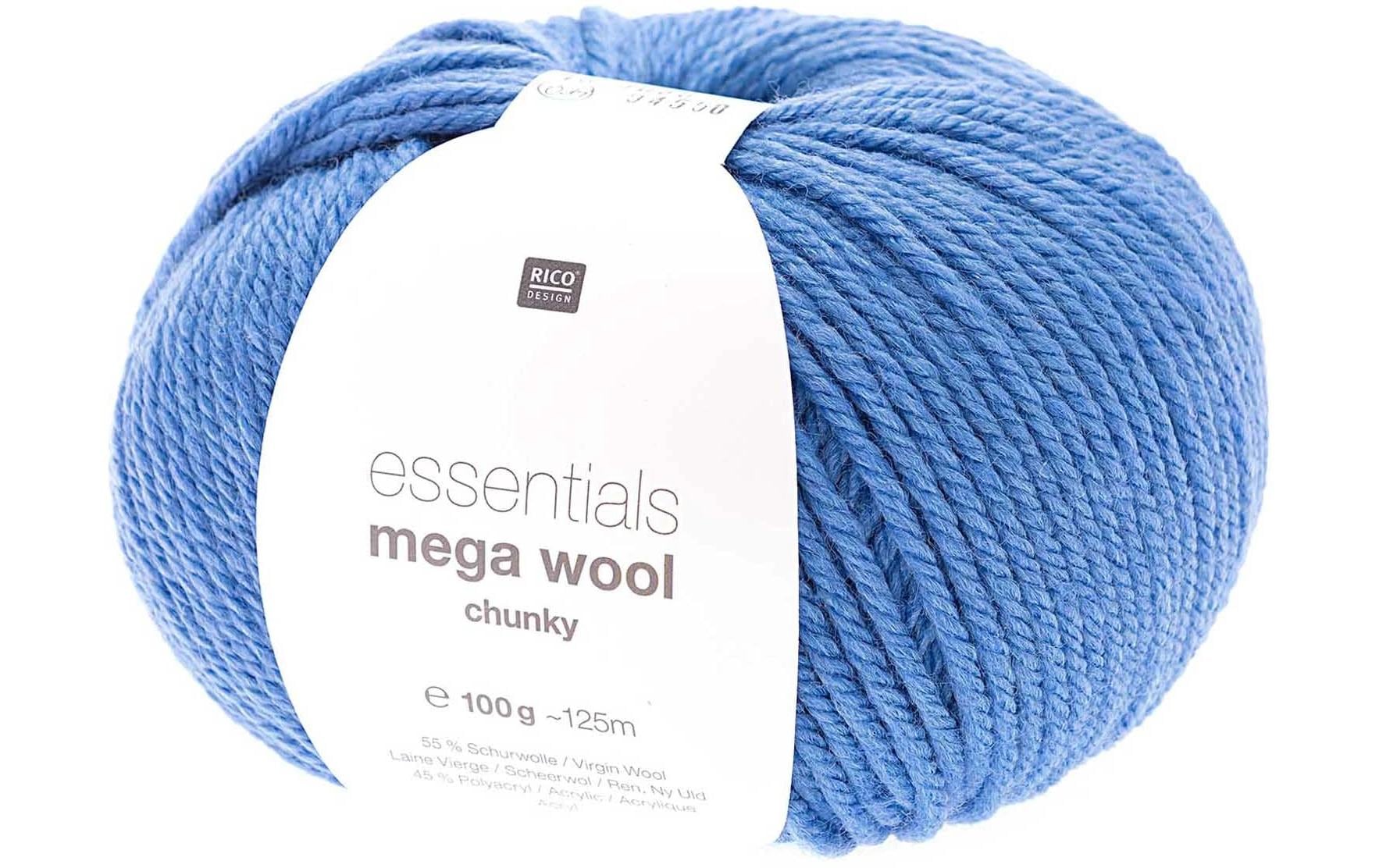 Rico Essentials Mega Wool chunky azur 100 g, 125 m, 55 % WV, 45 % PAN