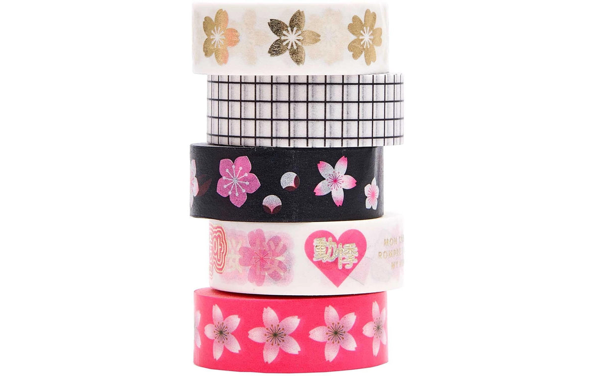 Rico Washi Tape Set Sakura Sakura, Manga 15 mm, Rolle 10 m, FSC Mix