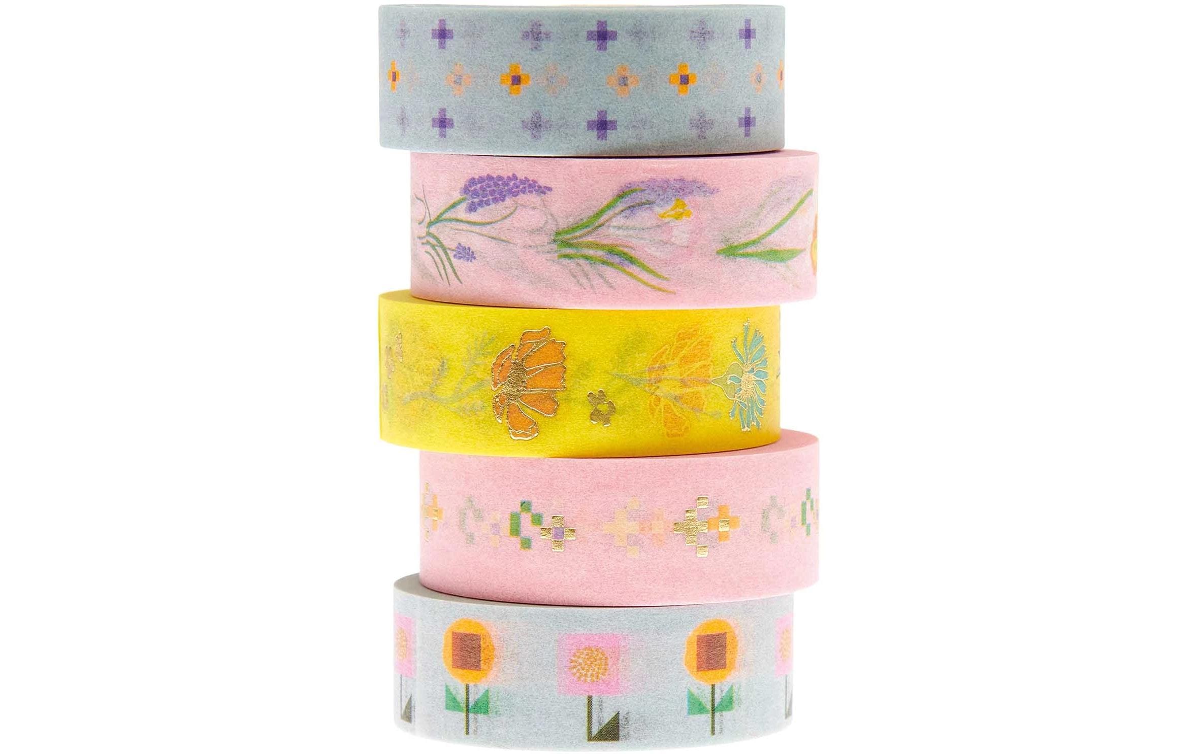 Rico Washi Tape Set floral 15 mm, Rolle 10 m