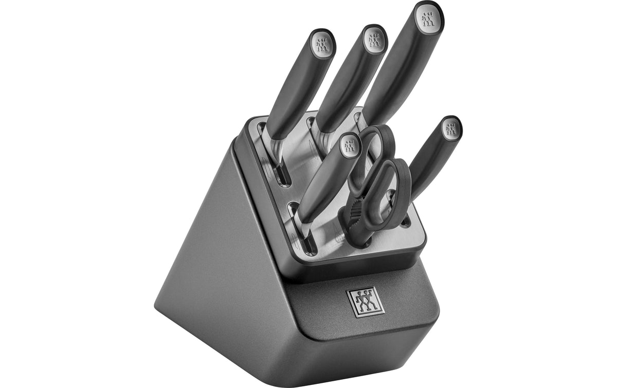 Zwilling 7tlg. All Star . Messerblock Selbstschärf,silber,Holz  16.2x19.5x37.9cm