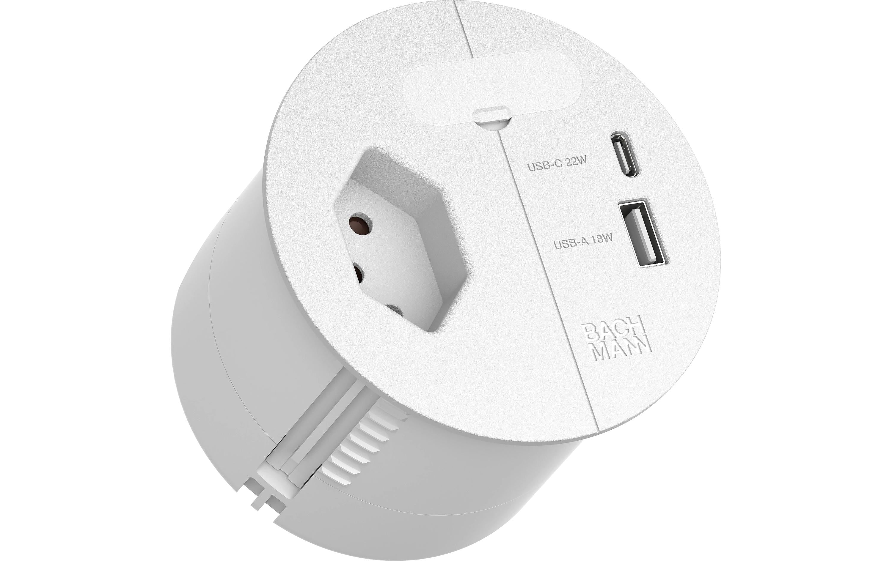 BM LOOP IN CHARGE A/C  22W, 2m, weiss 1xT13,1xUSB, Stecker Typ 12, 1Kabeldruch.