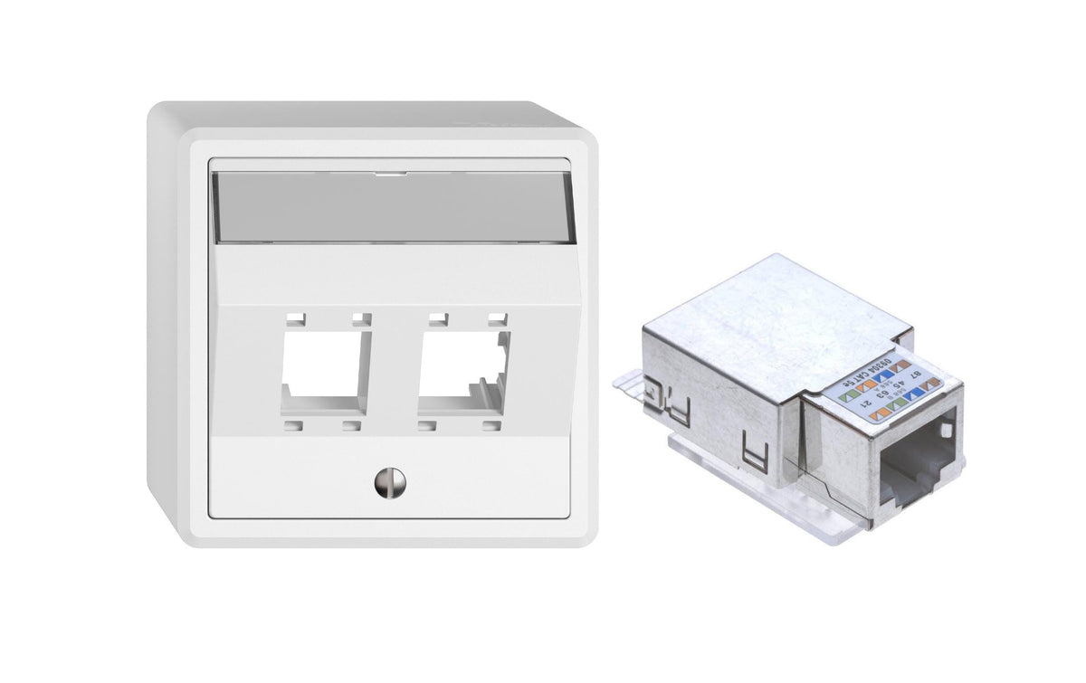 Feller EDIZIOliv AP-Netzwerkdose 2x RJ45 Kat5e, geschirmt, R&M freenet Module Snapfi
