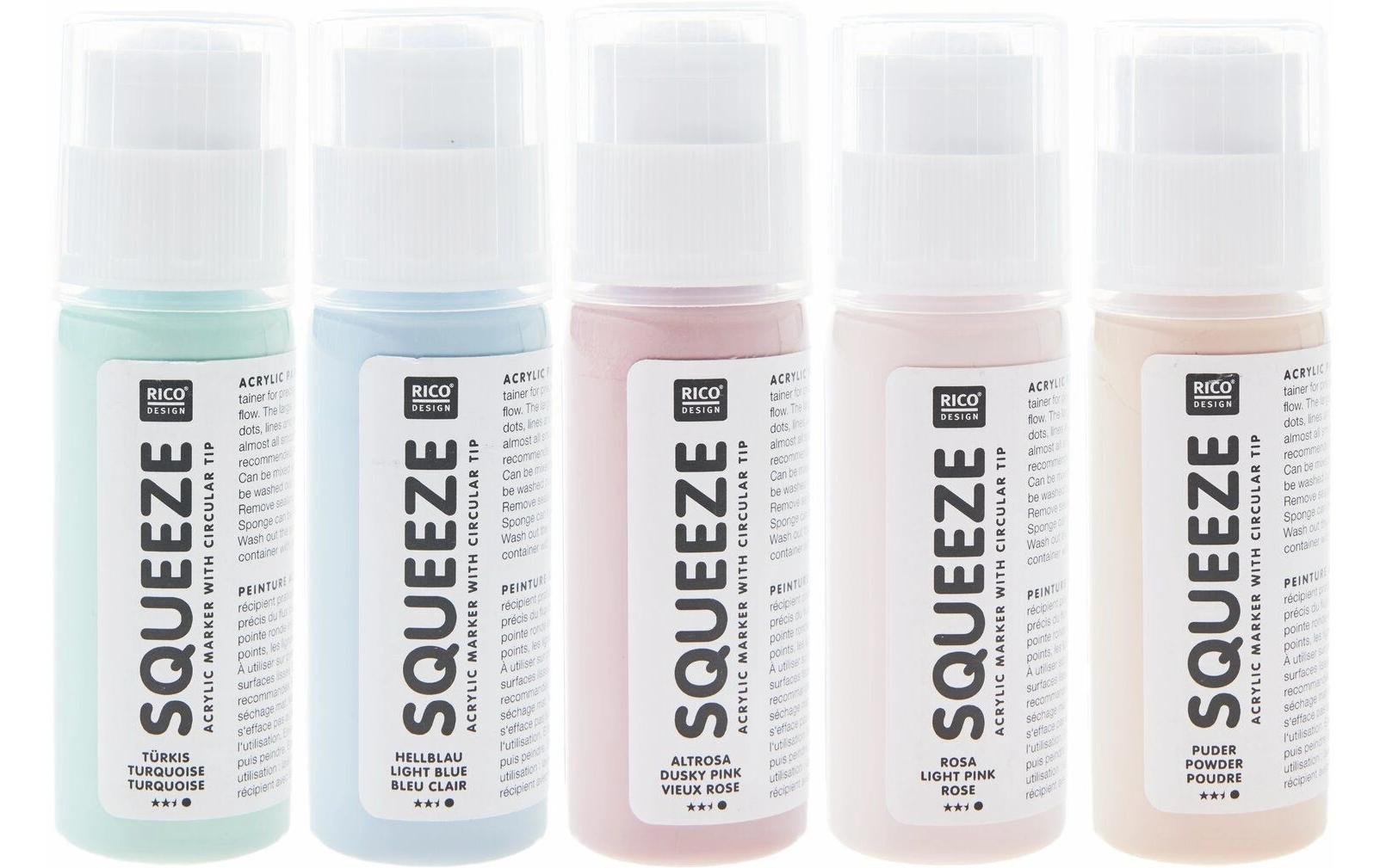 Rico Squeeze Marker, Pastell Set 5 x 60 ml