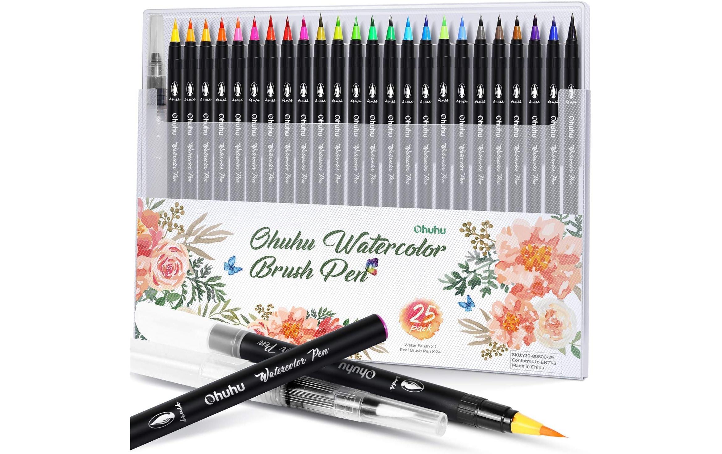 Ohuhu Aquarell-Pinselstifte (24 Stk.) Wasservermalbare Farben