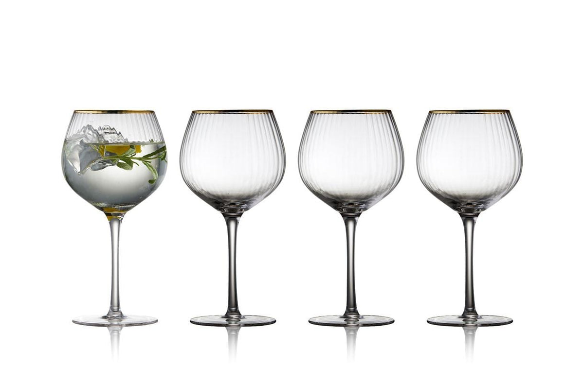 Lyngby Gin Glas Palermo Gold 65 cl 4 Stk. Farbe Transparent, Glas with gold rim