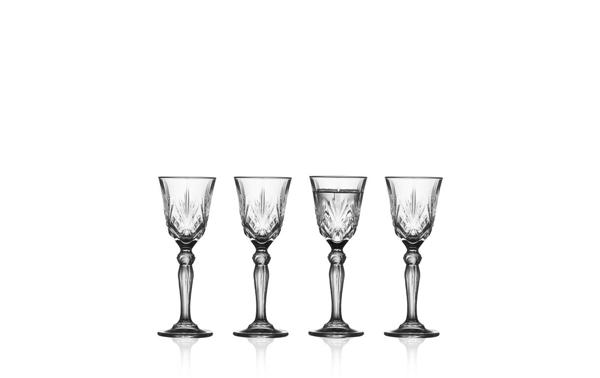 Lyngby Aquavit Glas Melodia 5 cl 4 Stk. Farbe Transparent, Crystal Glas