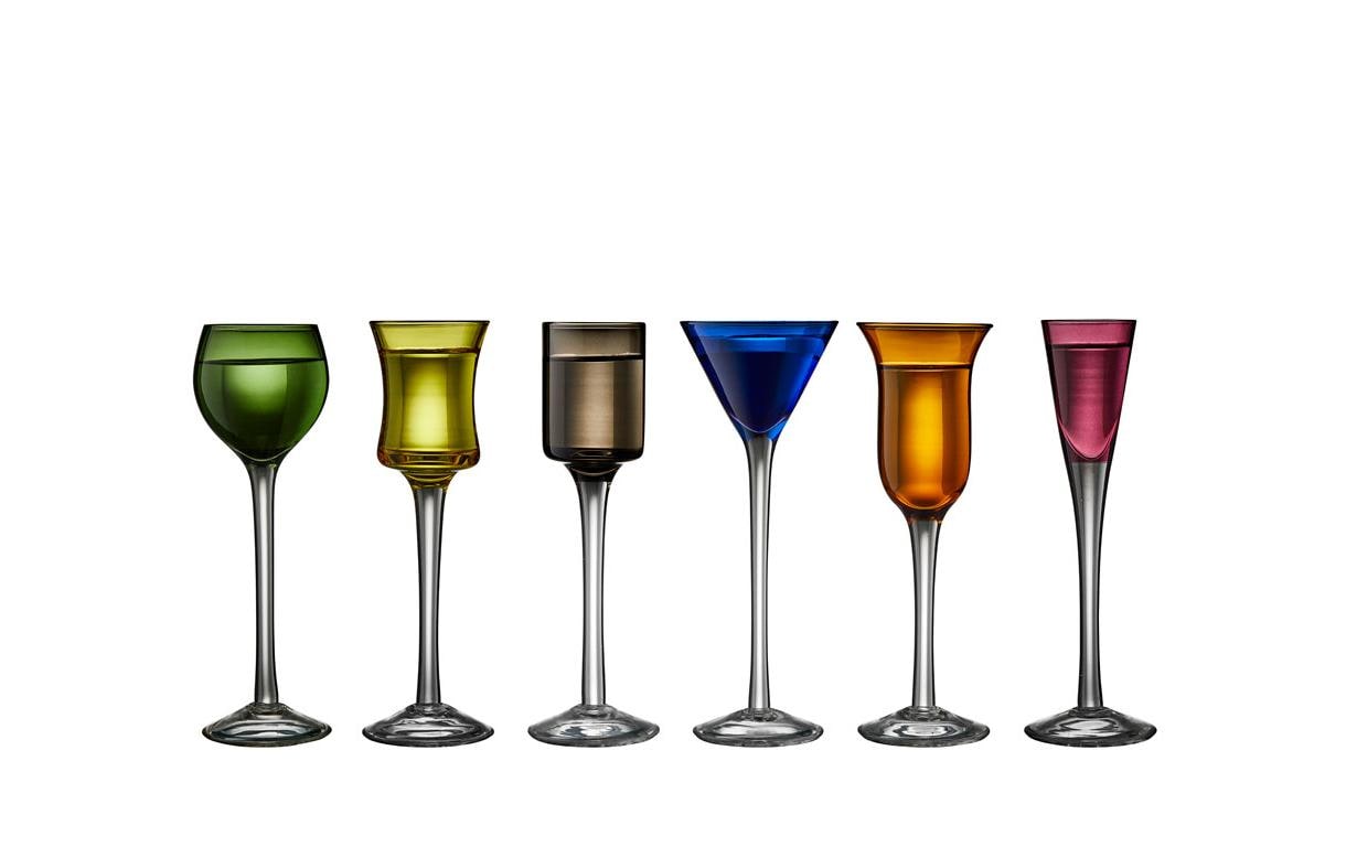 Lyngby Schnapsglas 6 Stk. ass Farbe Mix, Coloured Glas