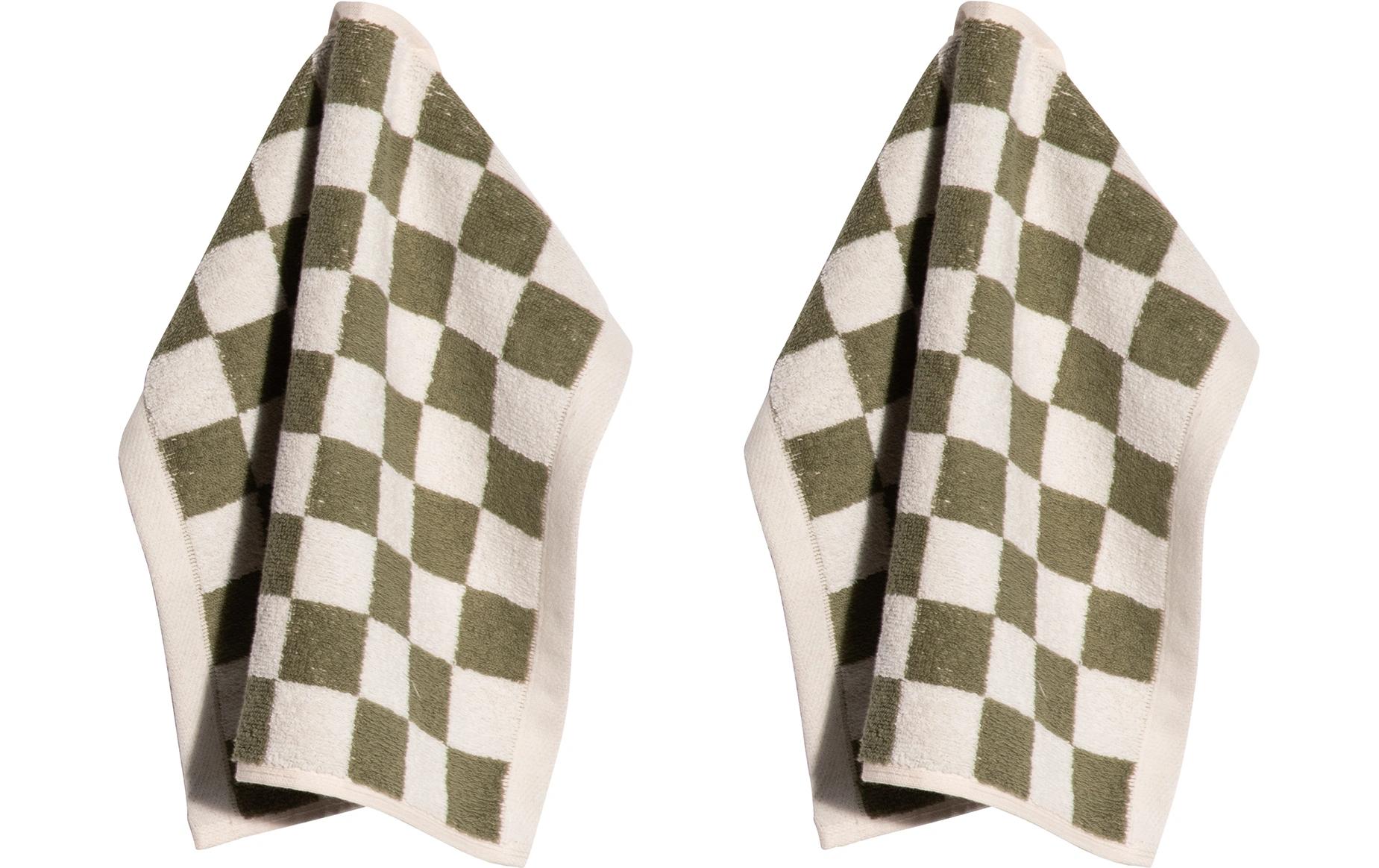 pad Waschlappen Chess, 2er Set, 30x30 cm Olive, 100% Baumwolle, waschbar 60 Grad