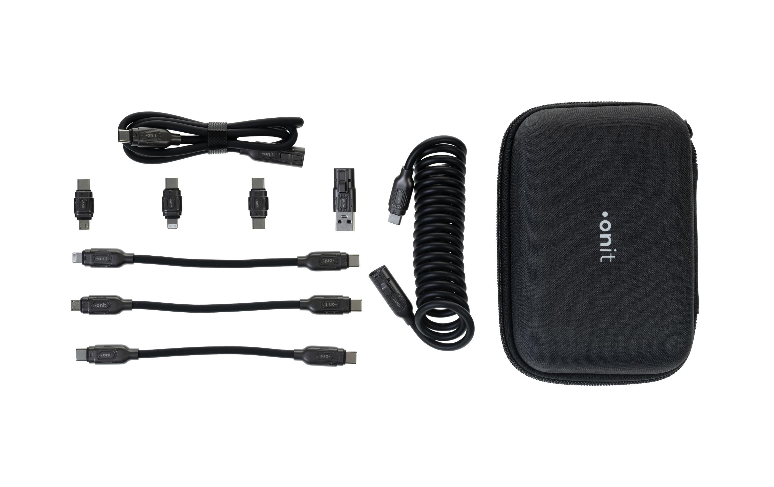 onit USB-All-in-One-Kabel 2.6M 240W Premium USB 4.0 / A+C zu C+L+M / schwarz