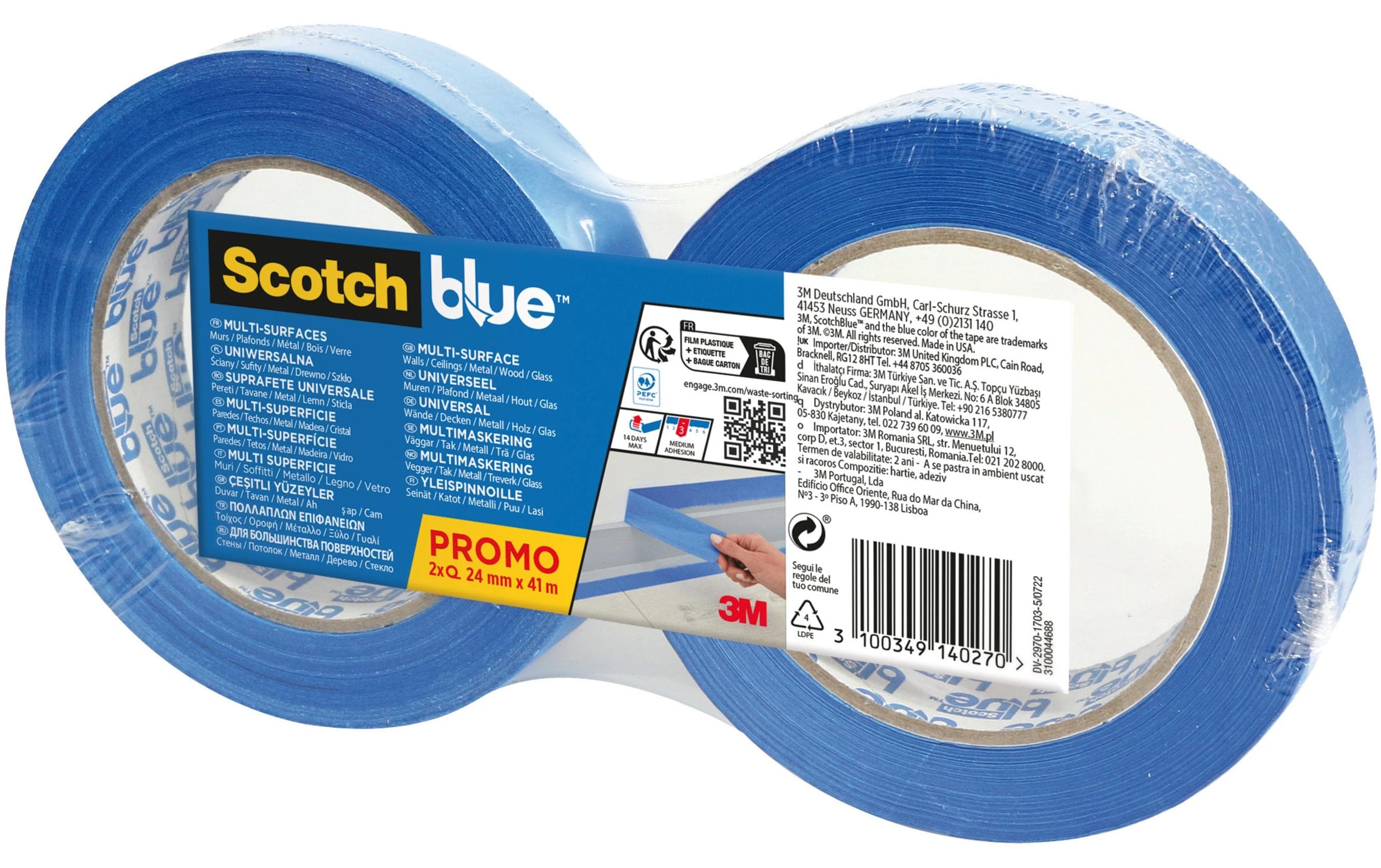 ScotchBlue Malerabdeckband,24 mm x 41 m Multi-Surface