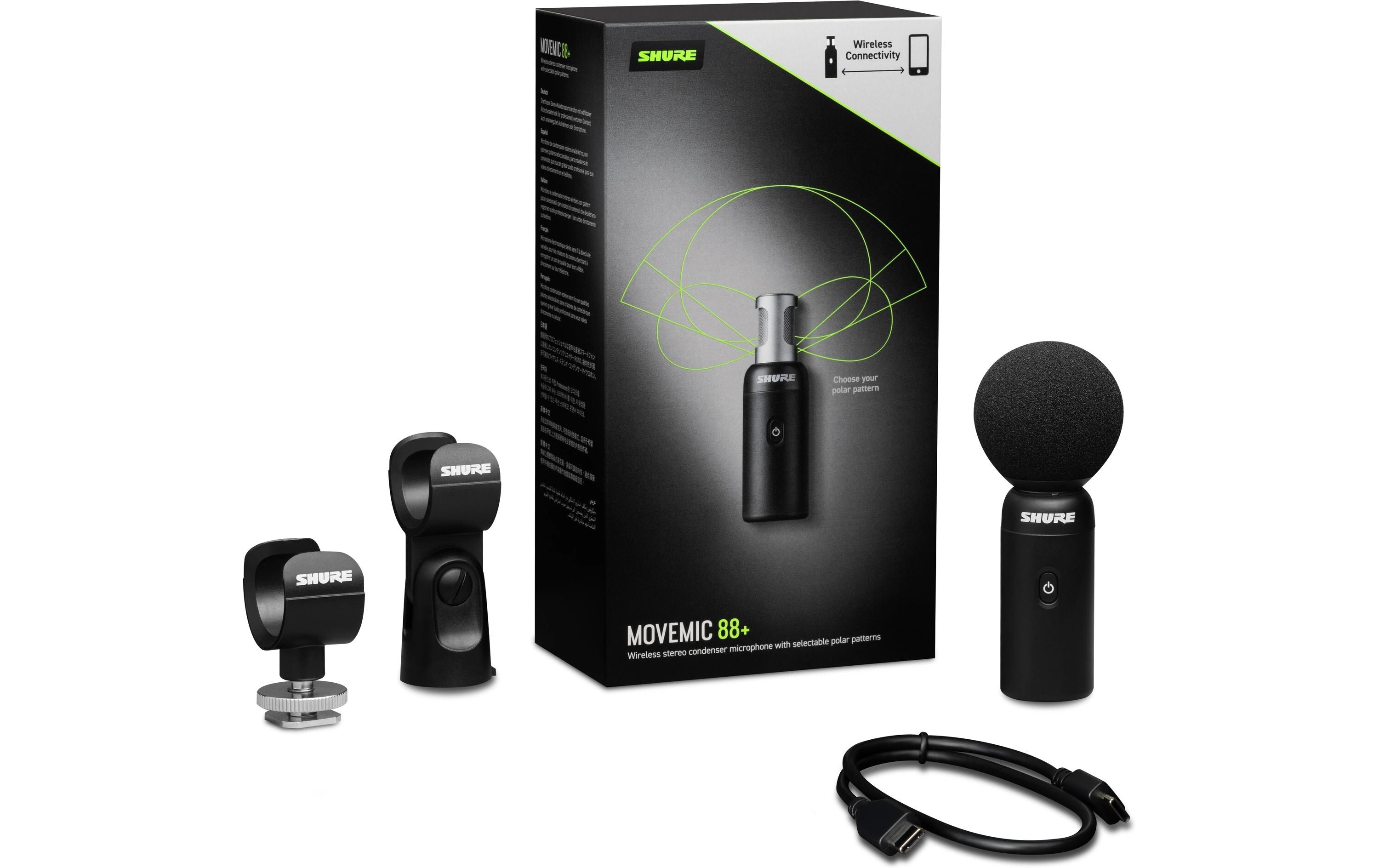 Shure MoveMic 88+W-Kit kabelloses Stereomikrofon, Set, Empfänger