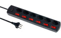 Schönenberger Steckdosenleiste Fixline + Multiswitch, 6xT13, 2m Kabel