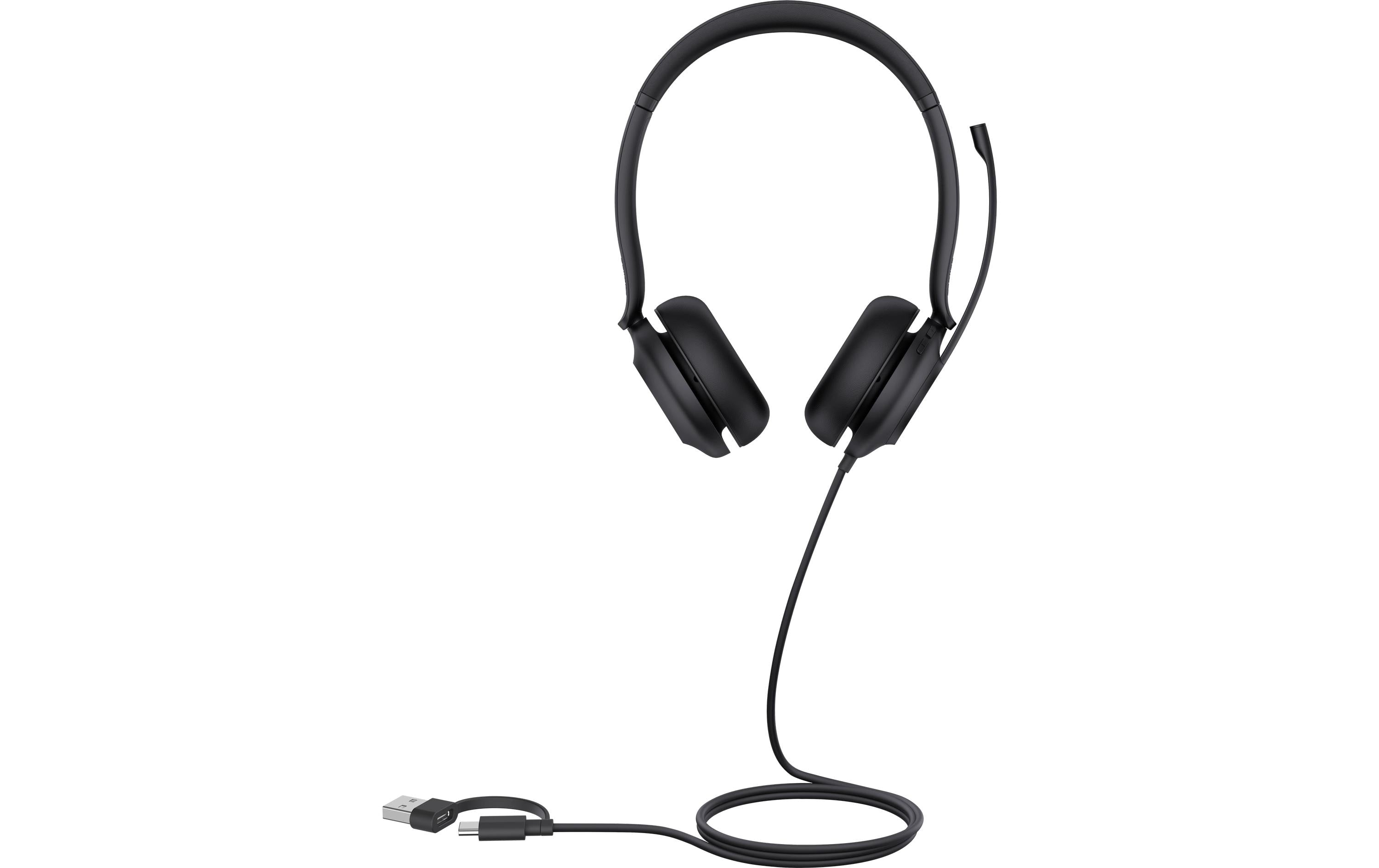 Yealink Headset UH35 Dual UC USB-C/A USB-C Kabel-Headset mit USB-A Adapter