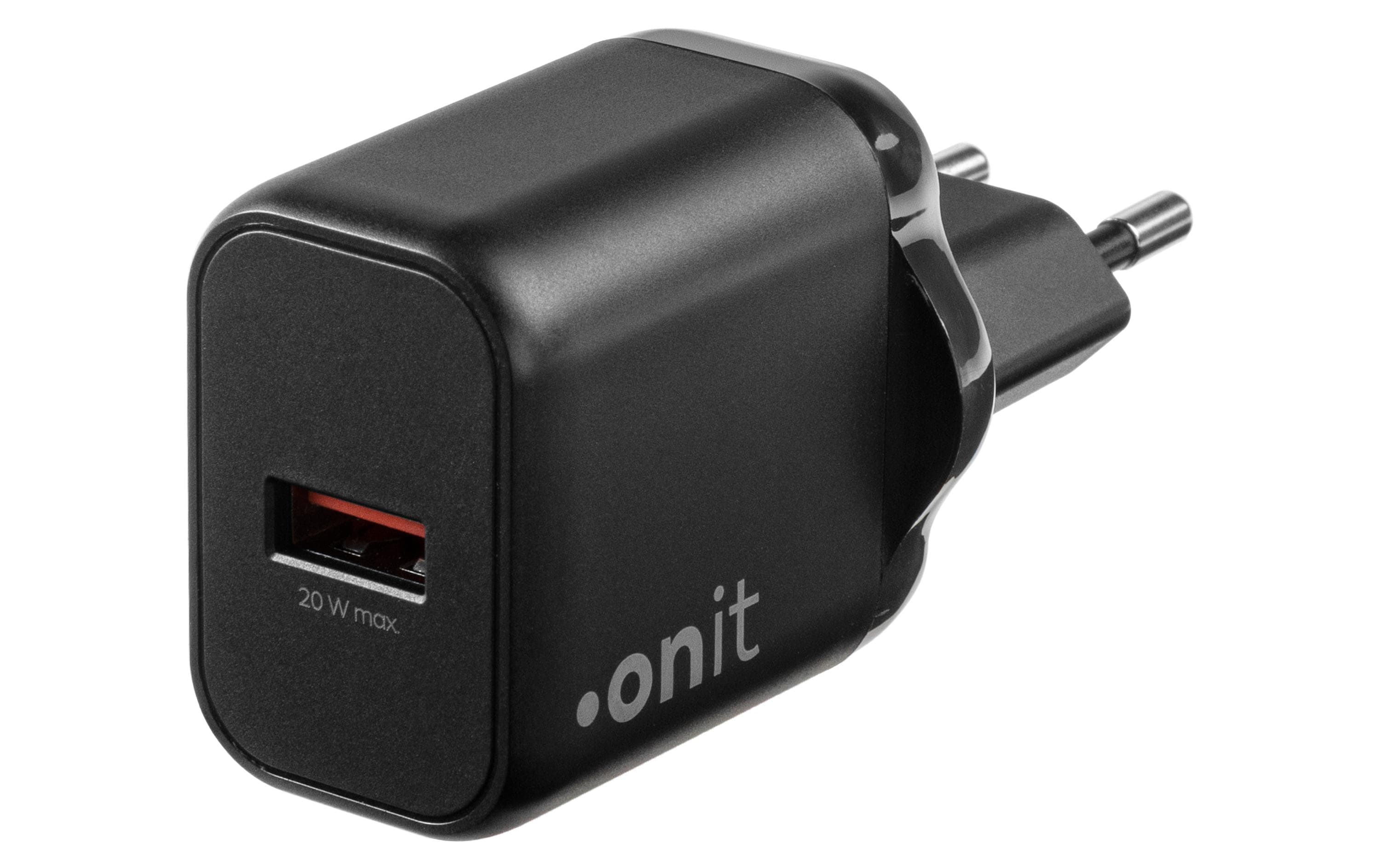 onit GaN-Wandladegerät USB A 20W schwarz