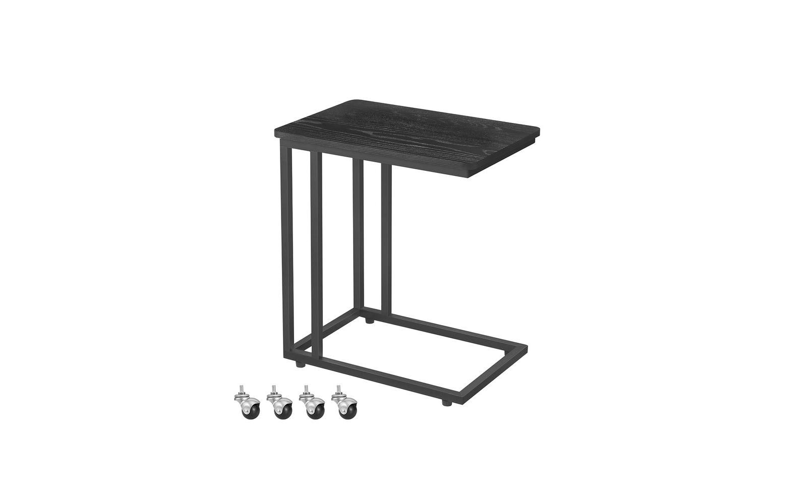 Vasagle Beistelltisch mit Rollen, Schwarz 50x35x60 cm (LxBxH), Spanplatte, Stahl