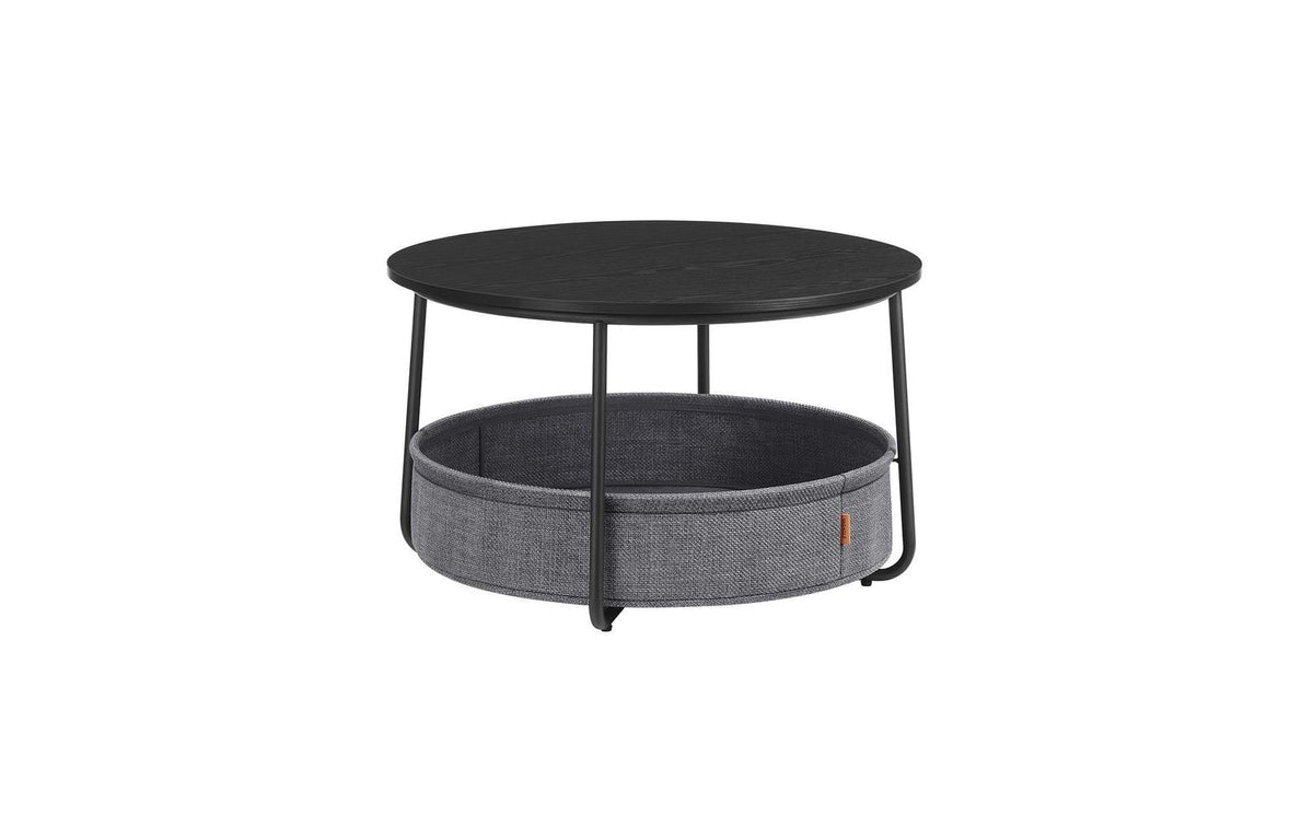 VASAGLE, Couchtisch 75 x 45 cm, Grau/Schwar 75x45 cm (DxH), Spanplatte, Stahl