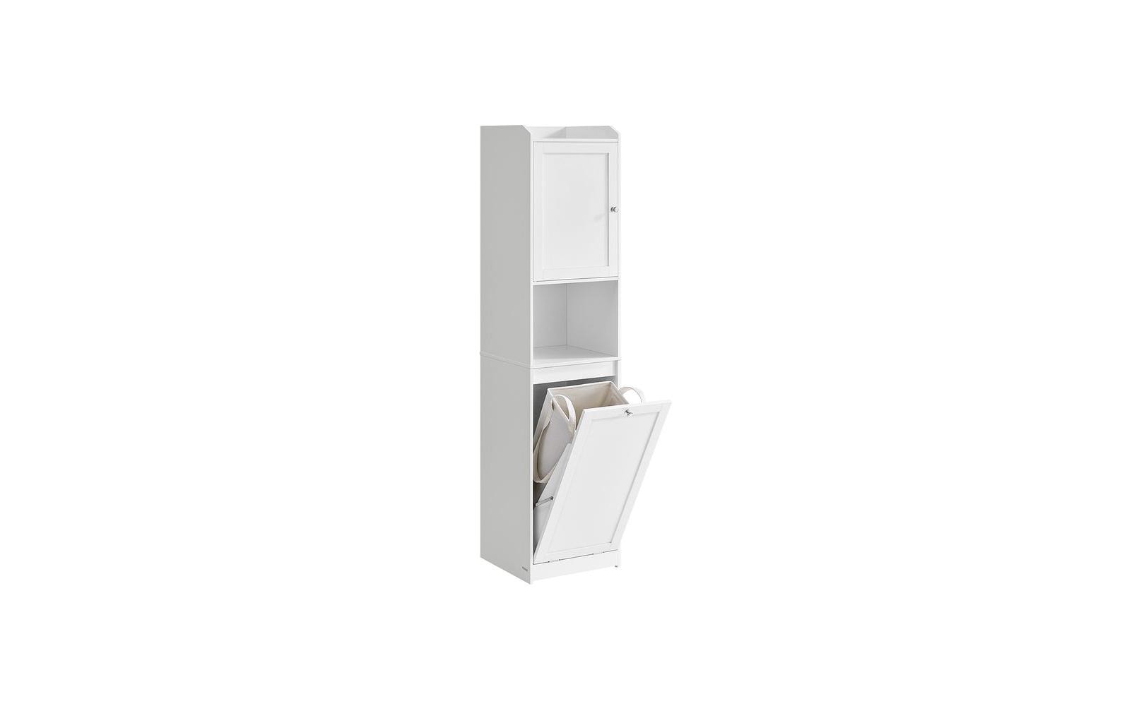 Vasagle Badezimmerschrank mit Wäschekorb 40x40x170 cm (TxBxH),MDF, Polyestergewebe