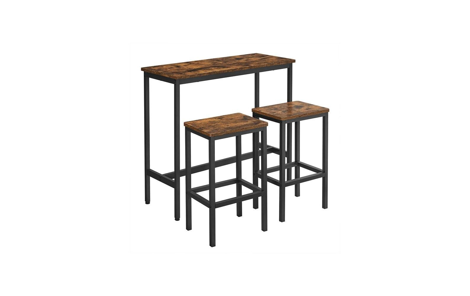 Vasagle Bartisch mit 2 Hocker Tisch 100x40x90 cm, Stühle 40x30x65 cm