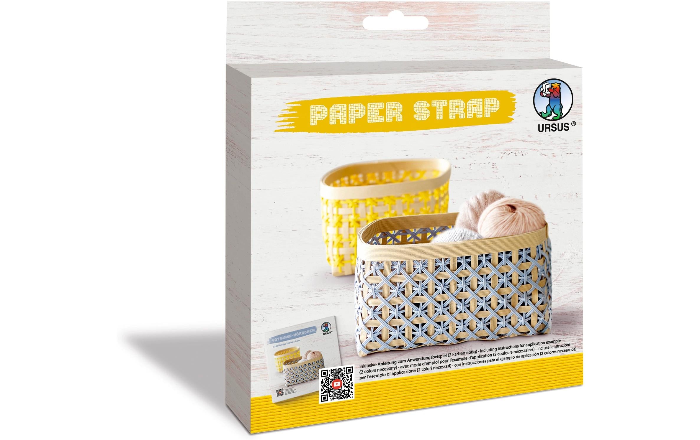 URSUS Papierstreifen/ Flechtpapier Kamihimo 15mm x 15 m, gelb