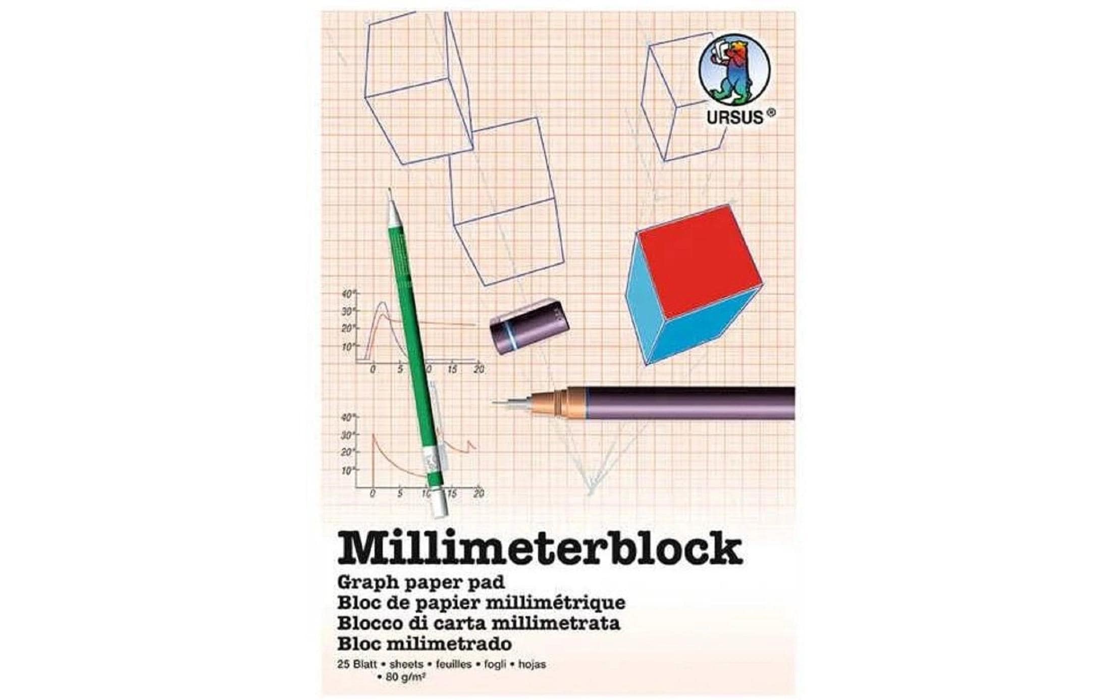 URSUS Millimeterblock 80 g/m², A3, 25 Blatt