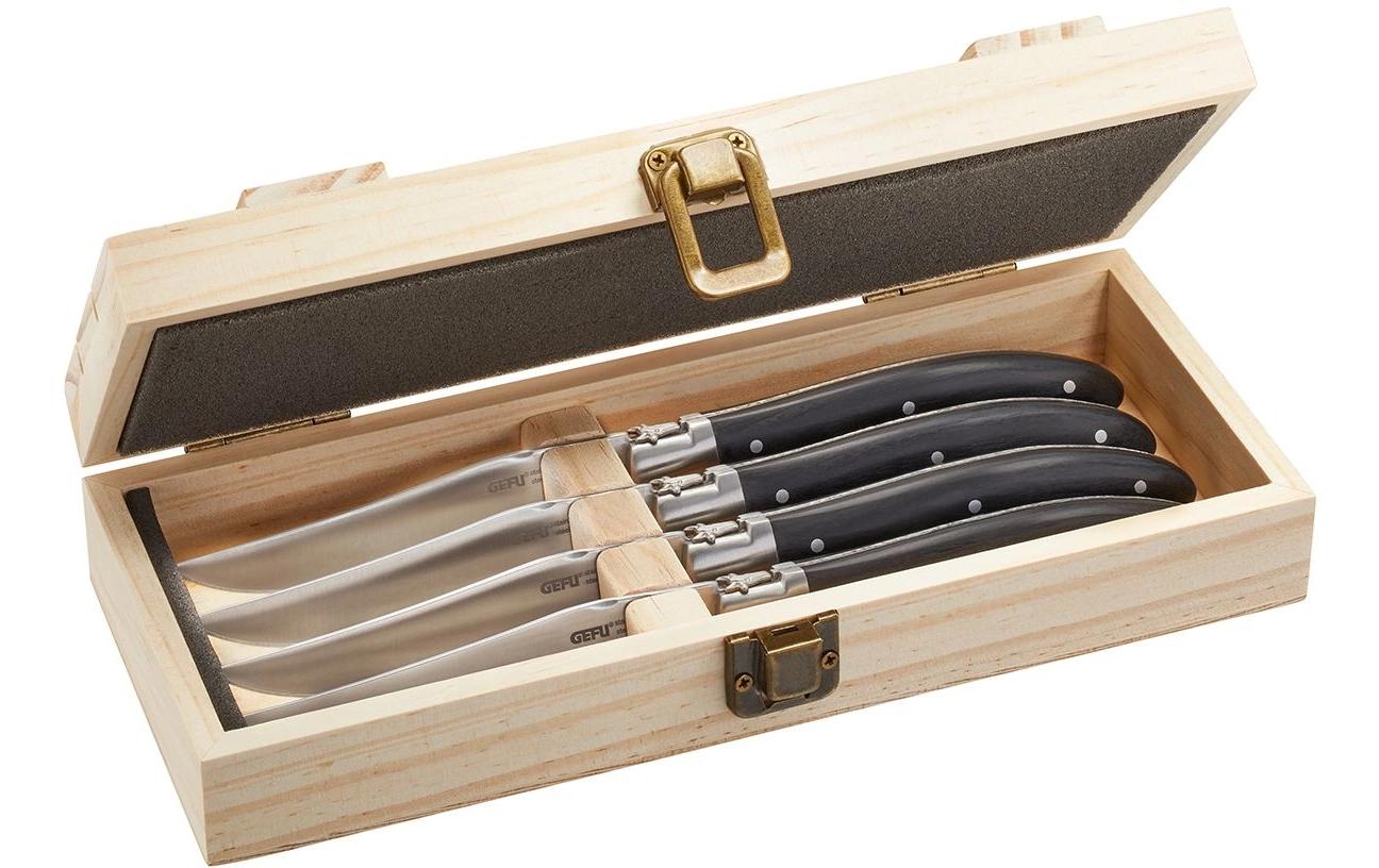 GEFU Steakmesser-Set BASCO 4 Stück in edler Kiefernholz-Box