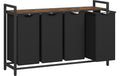 Vasagle Wäschekorb mit Ablage Schwarz,4x38L 116x33x72.5 cm (LxTxH), Traglast untersch.