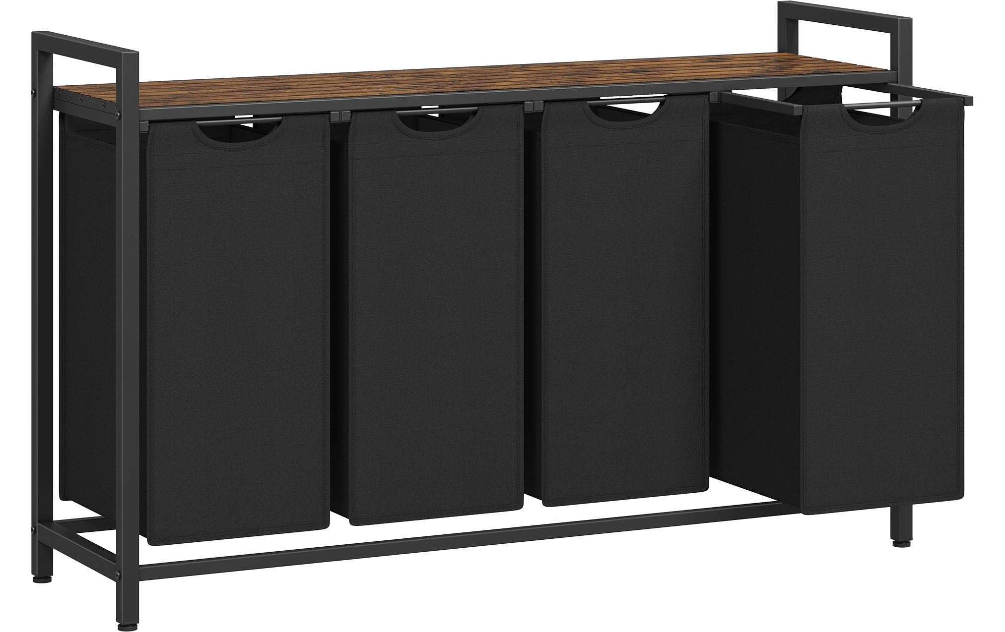 Vasagle Wäschekorb mit Ablage Schwarz,4x38L 116x33x72.5 cm (LxTxH), Traglast untersch.