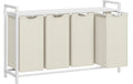 Vasagle Wäschekorb mit Ablage Weiss, 4x 38L 116x33x72.5 cm (LxTxH), Traglast untersch.